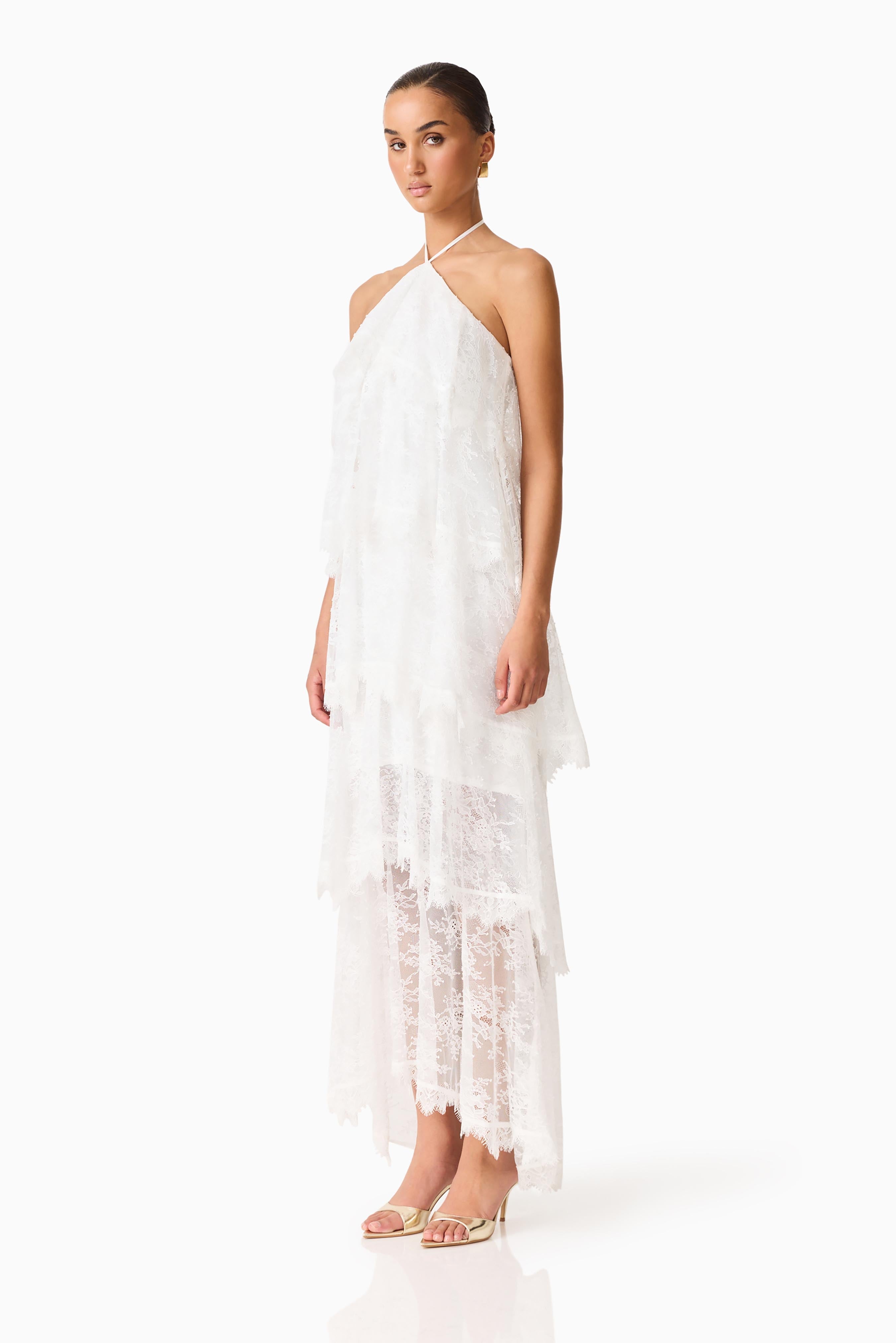 Evelin Lace Gown in White