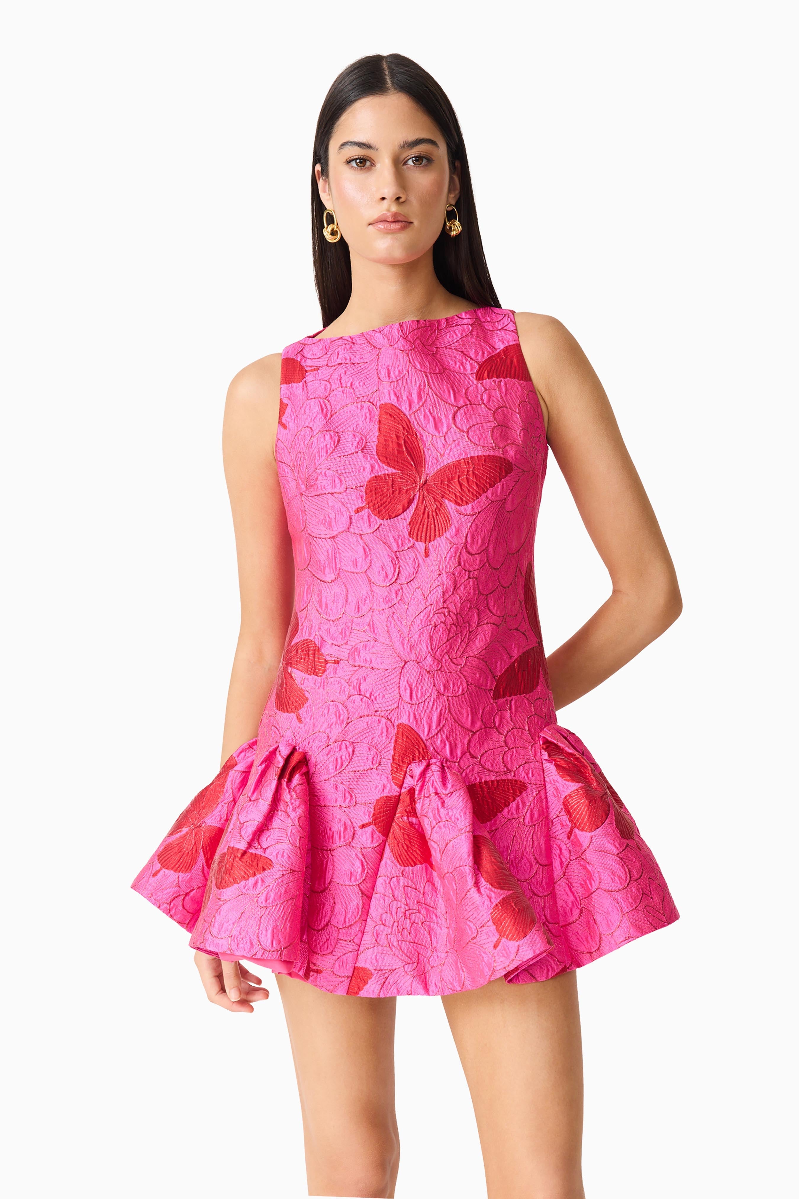 Lorena Jacquard Mini Dress in Pink