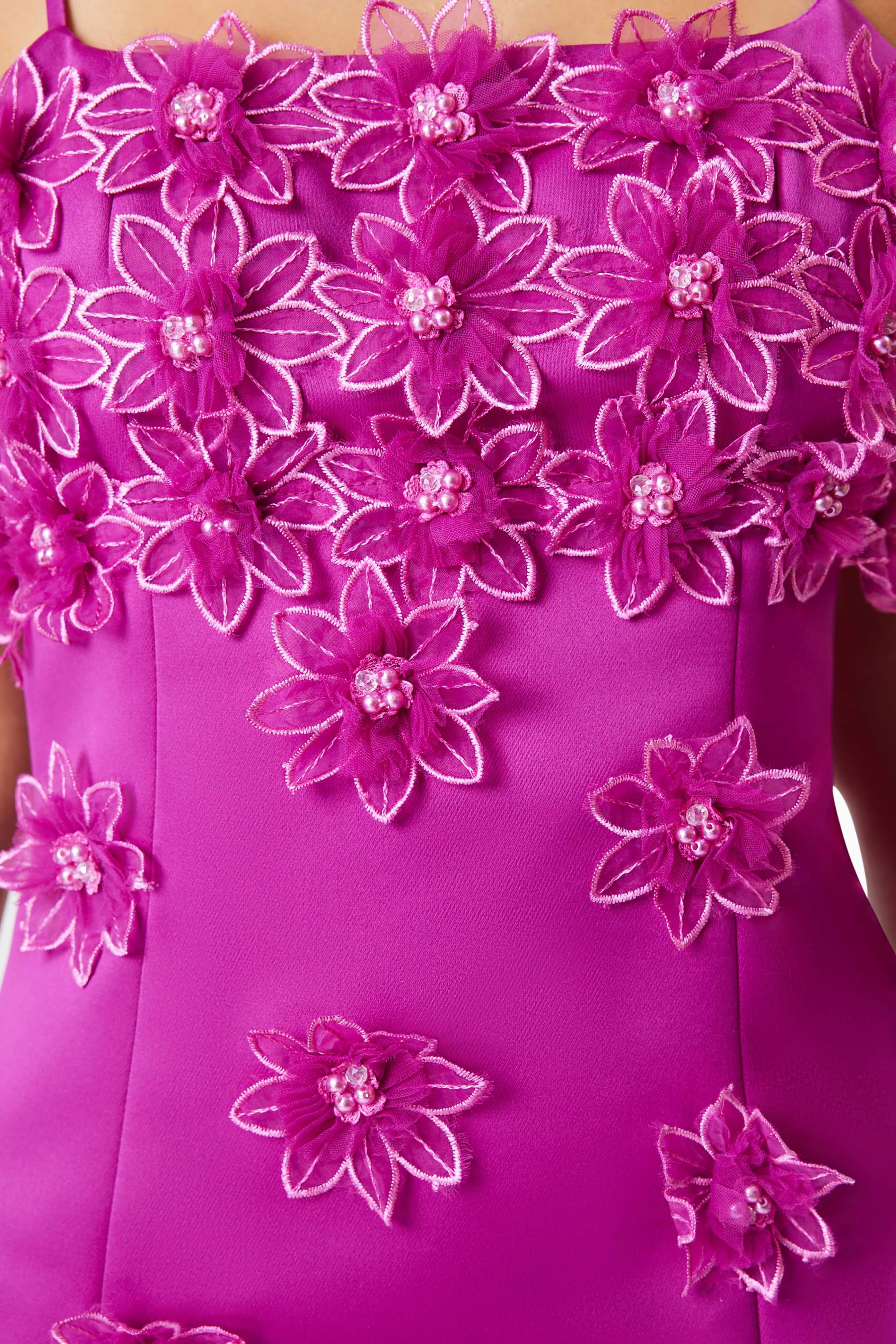 Sutton 3D Floral Mini Dress In Purple