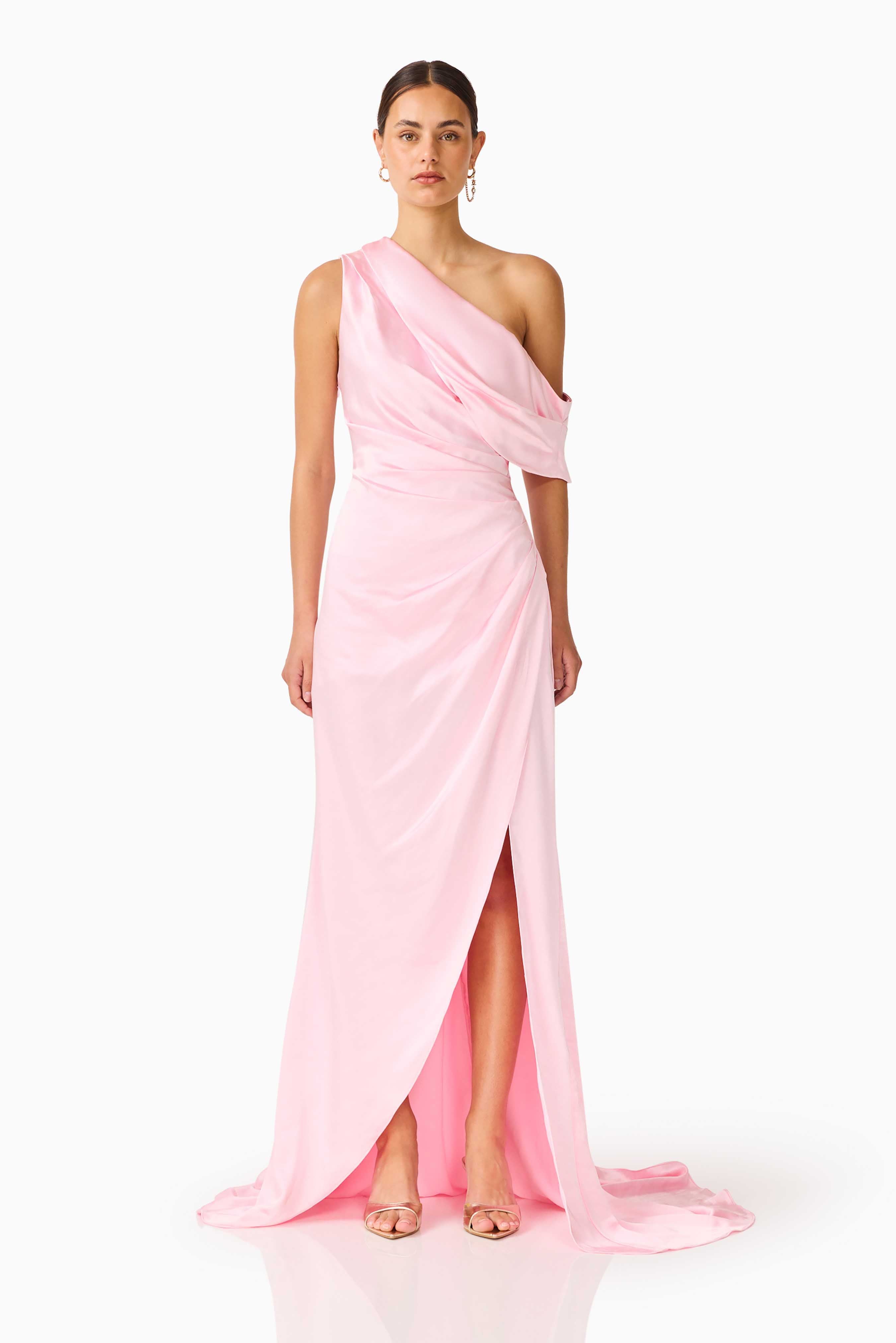 Isadora Off The Shoulder Gown in Pale Pink