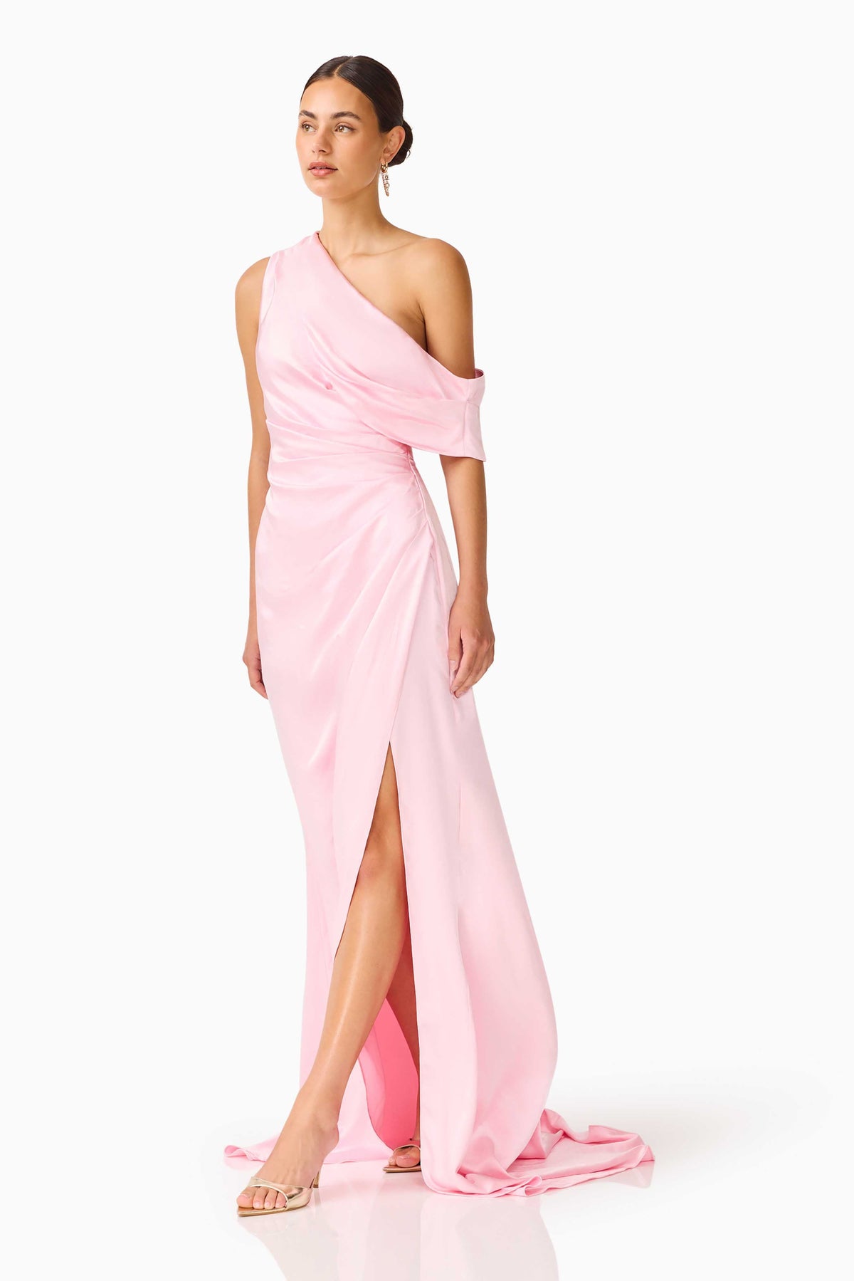 Isadora Off The Shoulder Gown in Pale Pink