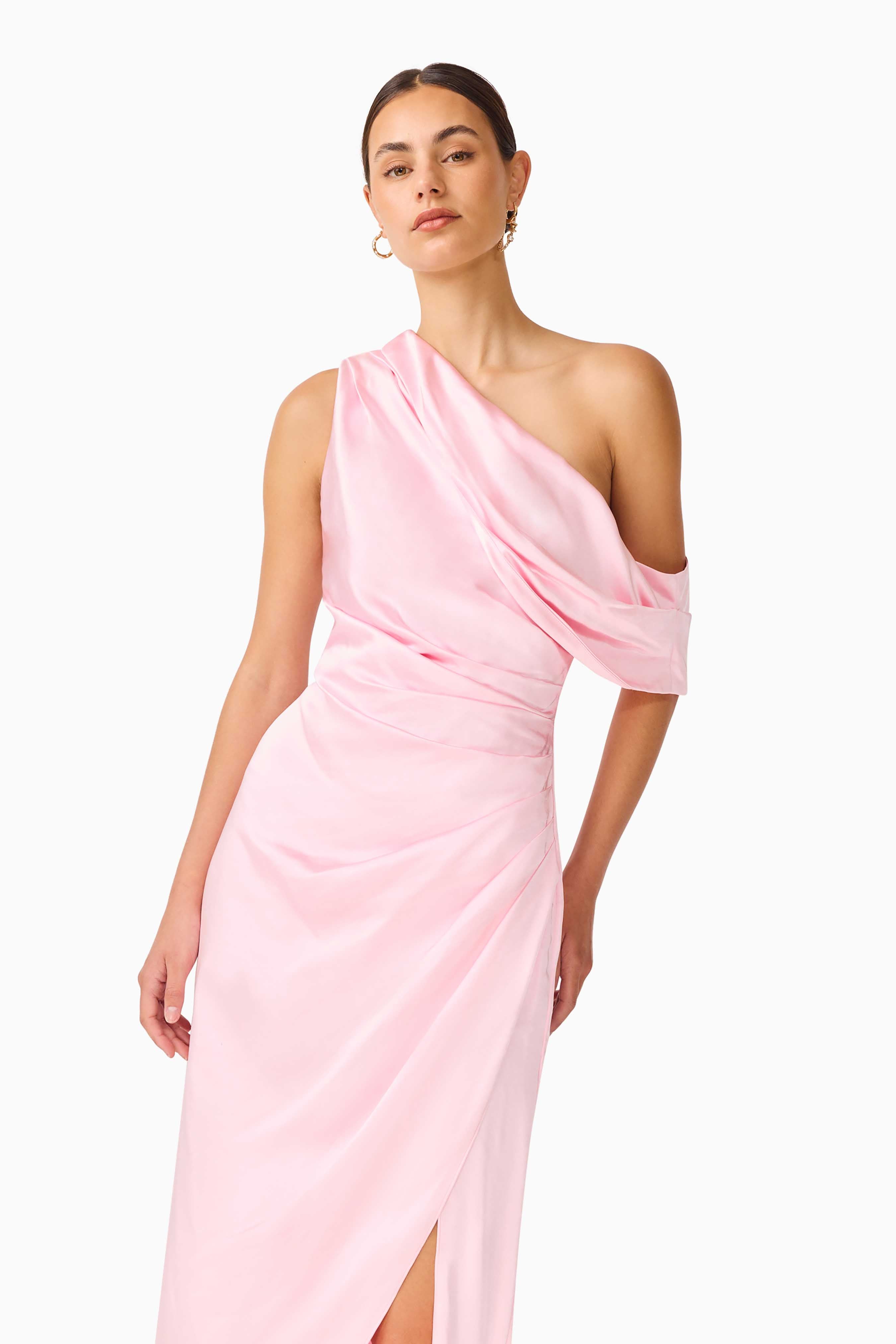 Isadora Off The Shoulder Gown in Pale Pink
