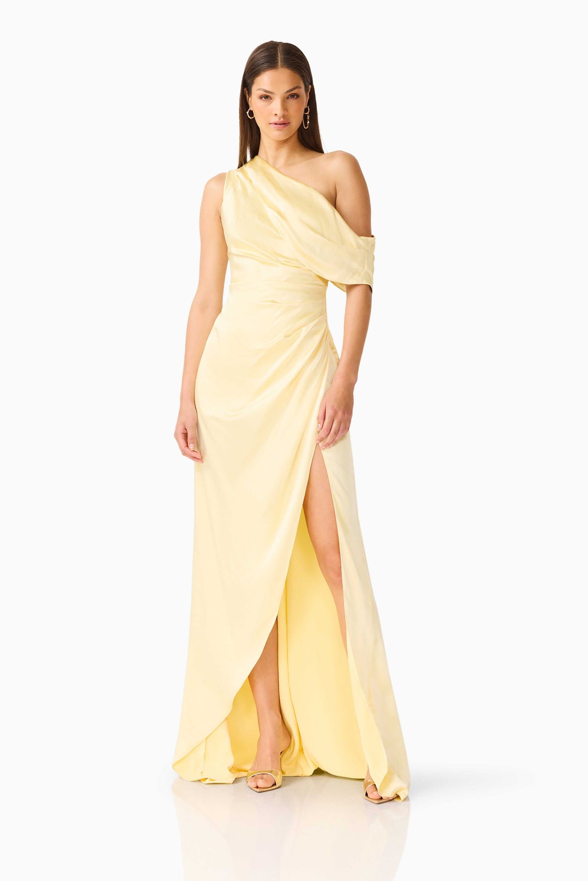 Isadora Off The Shoulder Gown in Butter Yellow