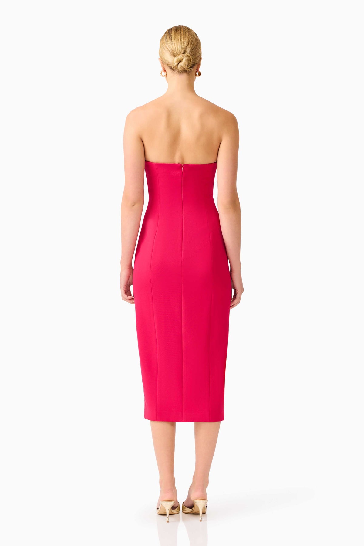 Ilaria Strapless Midi Dress in Red
