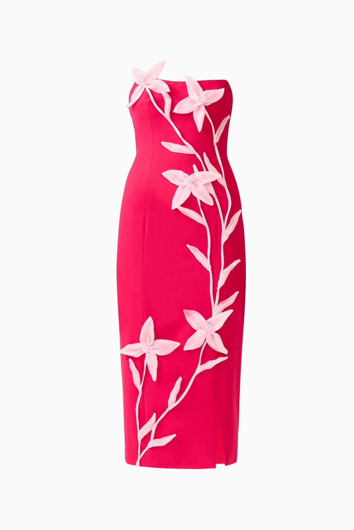 Ilaria Strapless Midi Dress in Red