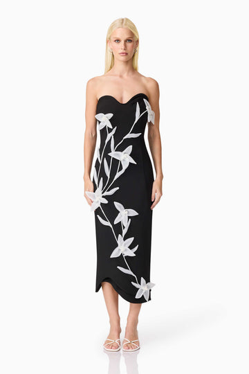 Ilaria Sweetheart Midi Dress in Black
