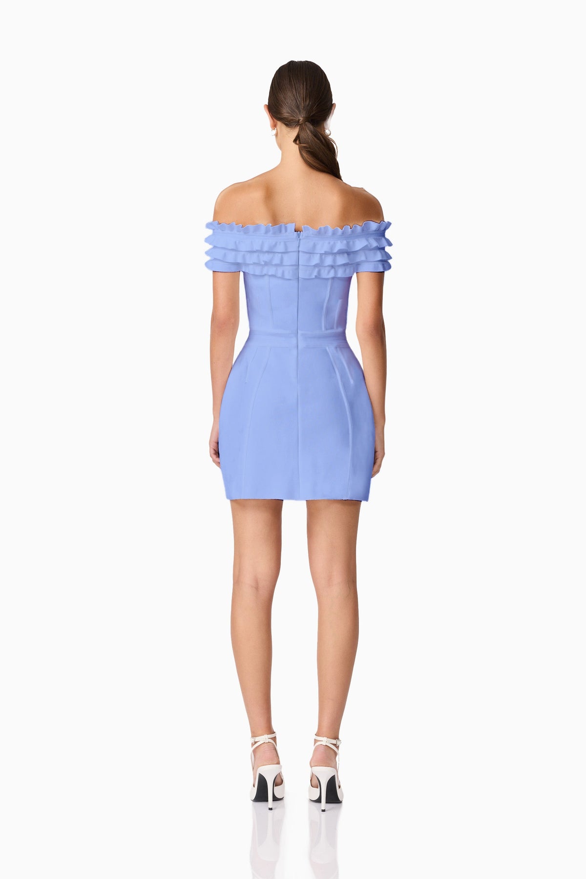 Sonya Off The Shoulder Mini Dress in Blue