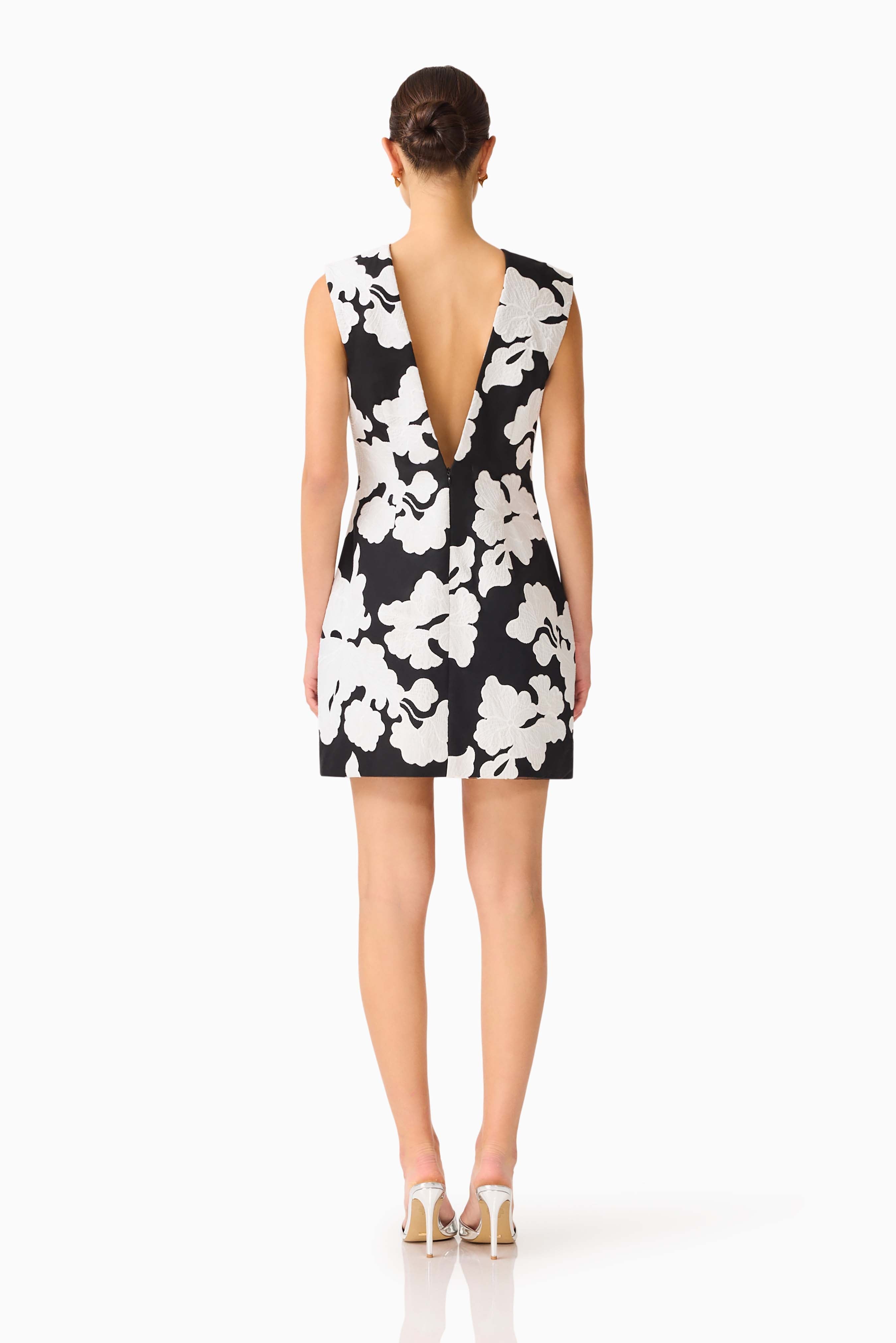 Bloomnoir Shift Mini Dress in Black & White