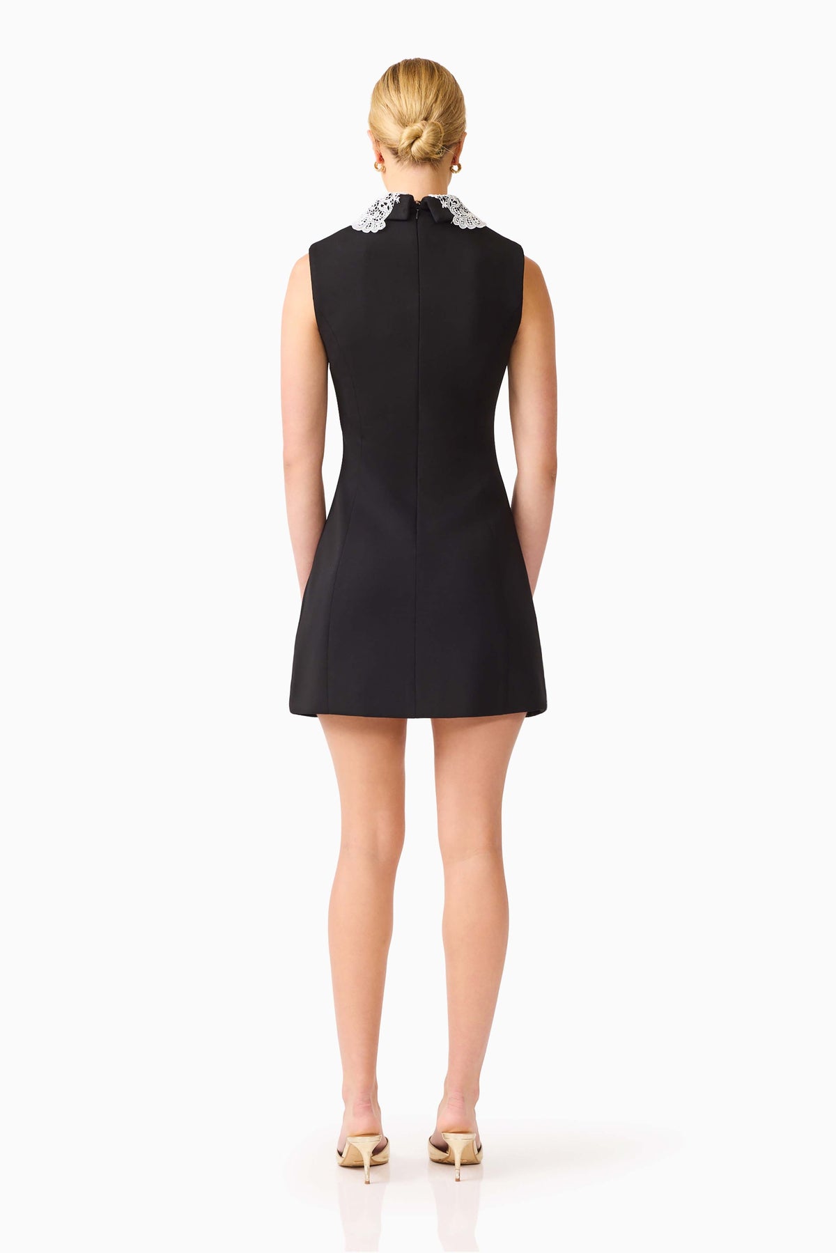 Elysia Lace Collar Mini Dress in Black