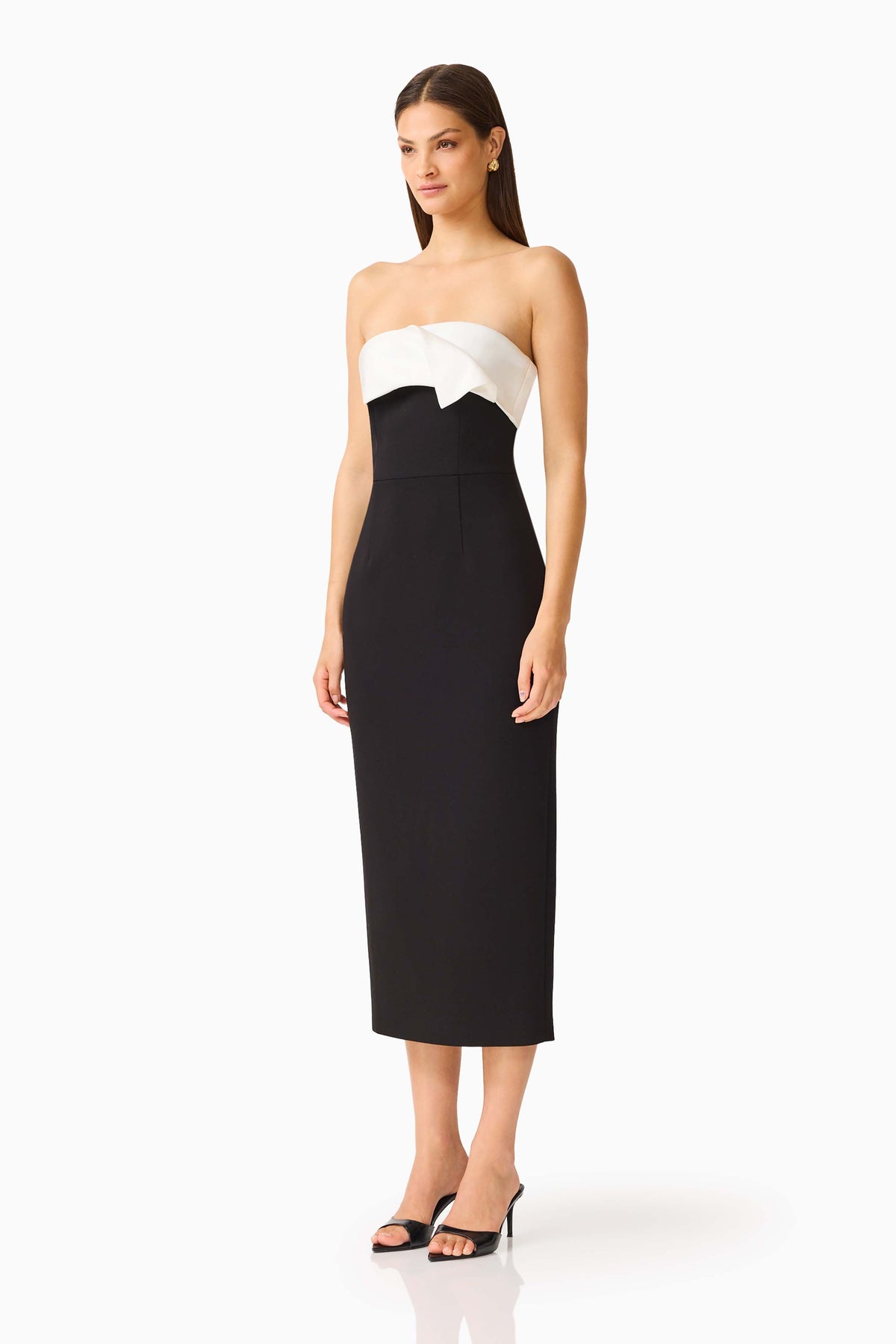 Elysia Column Midi Dress in Black