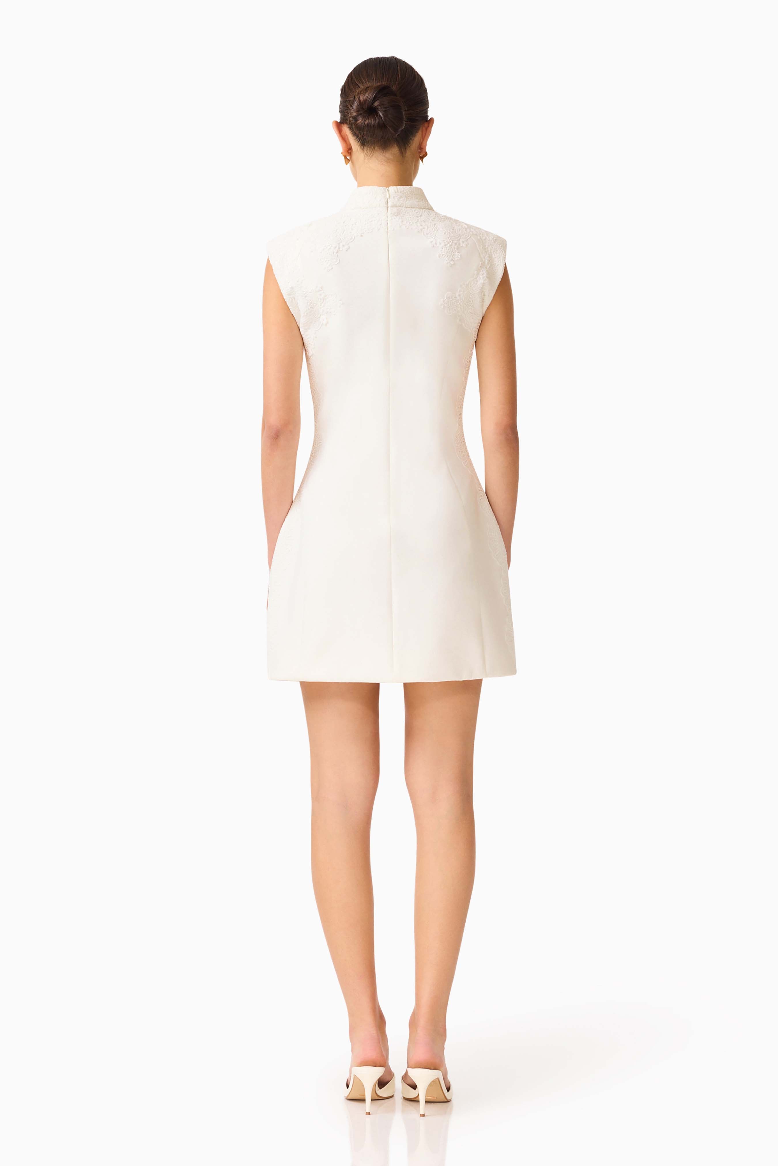 Elysia Lace Mini Dress in White