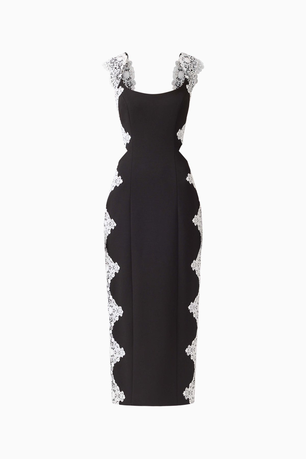 Elysia Lace Midi Dress in Black