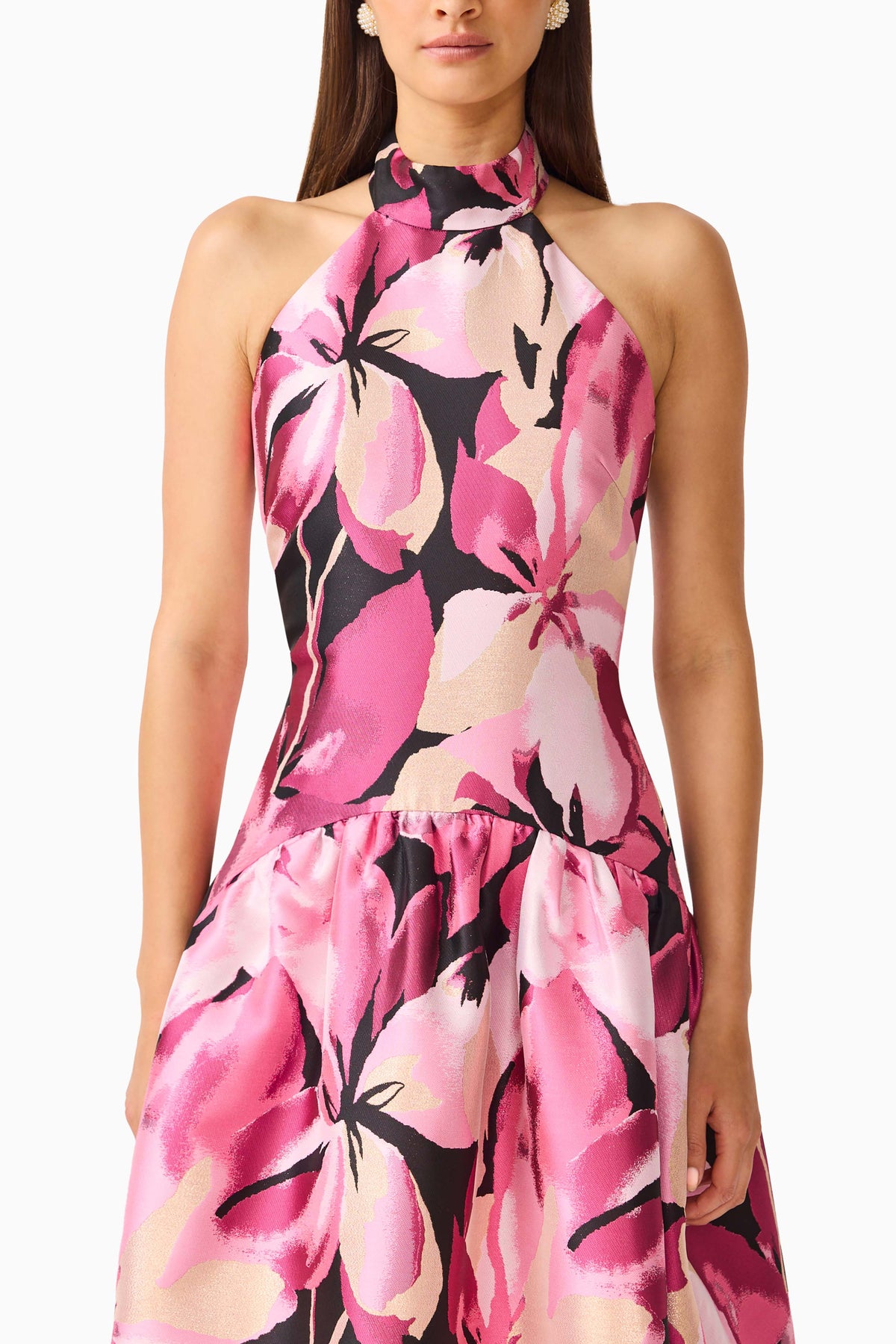 Lumiflora Halter Gown in Pink Floral