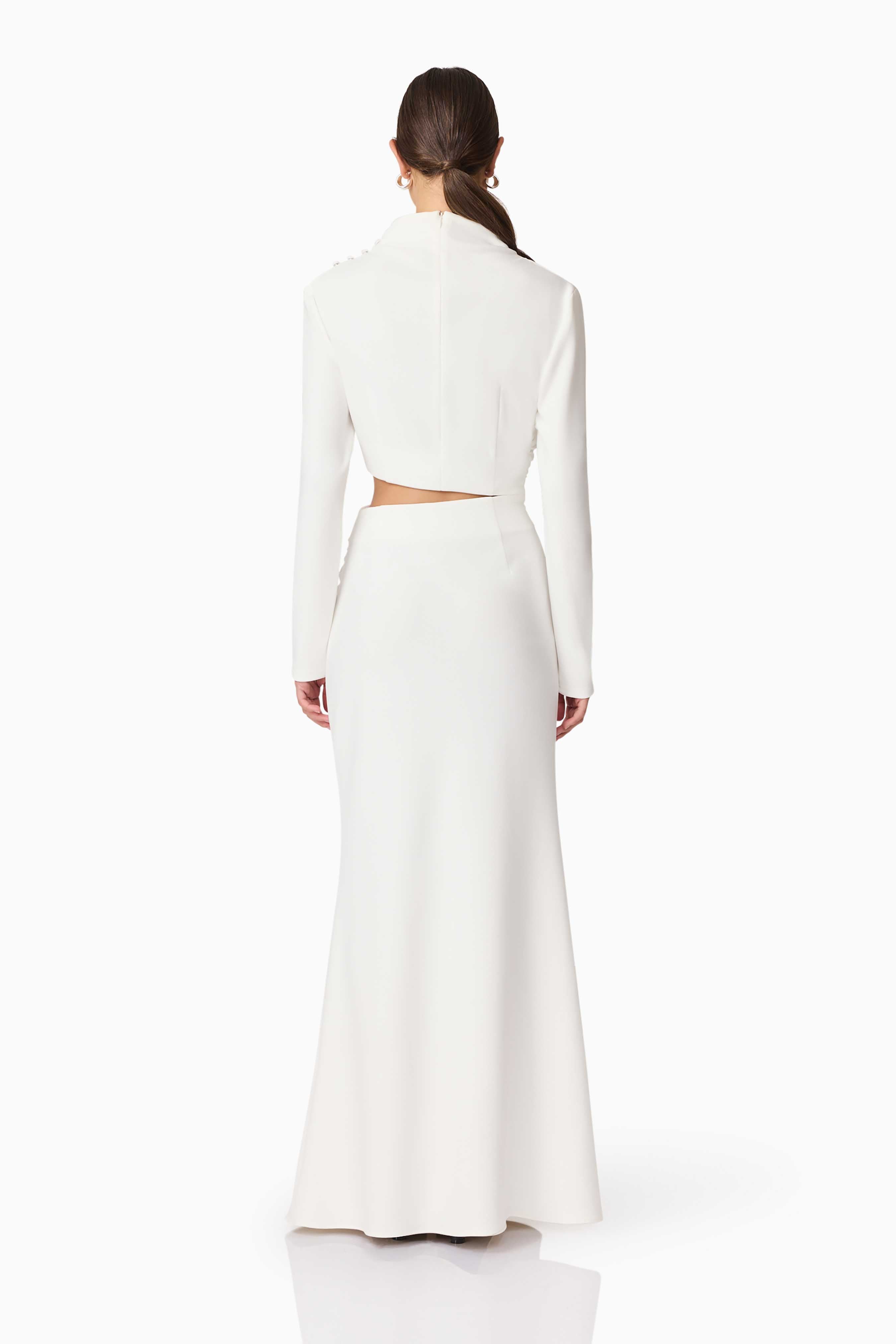 Nerissa Long Sleeve Gown in White