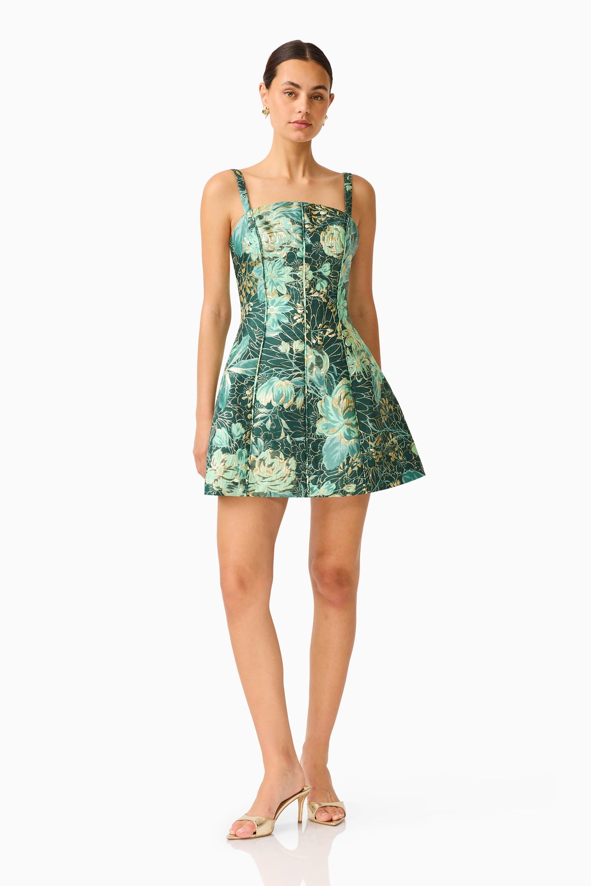 Meliora Tulip Mini Dress in Green Floral