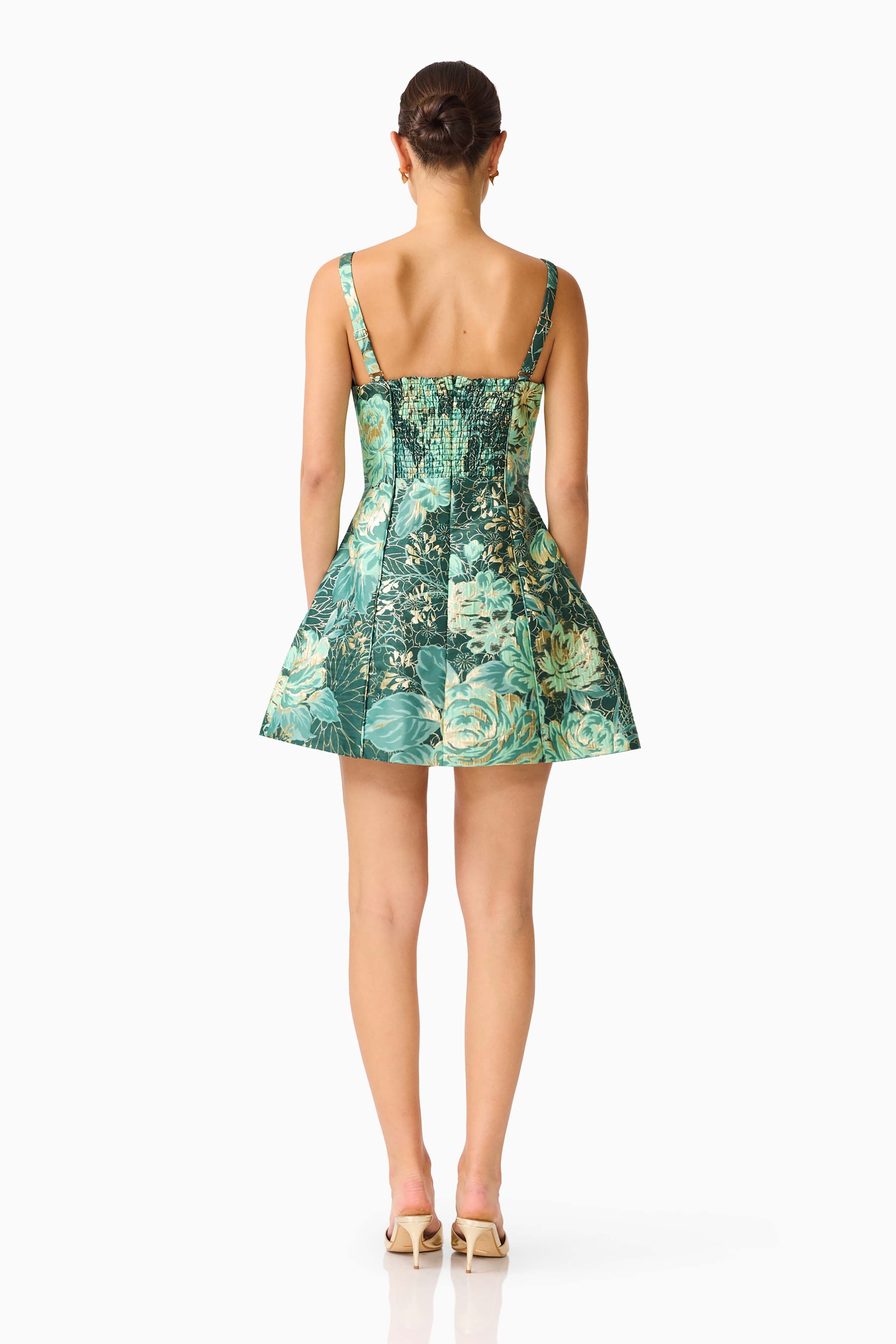 Meliora Tulip Mini Dress in Green Floral