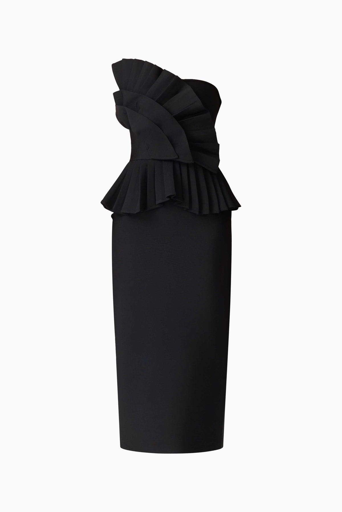 Orelia Pleated Midi Dress in Black
