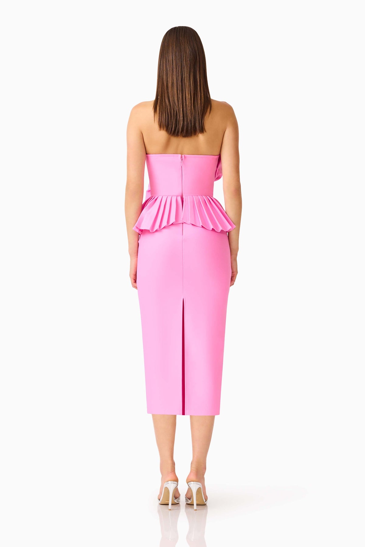 Orelia Pleated Midi Dress in Candy Pink