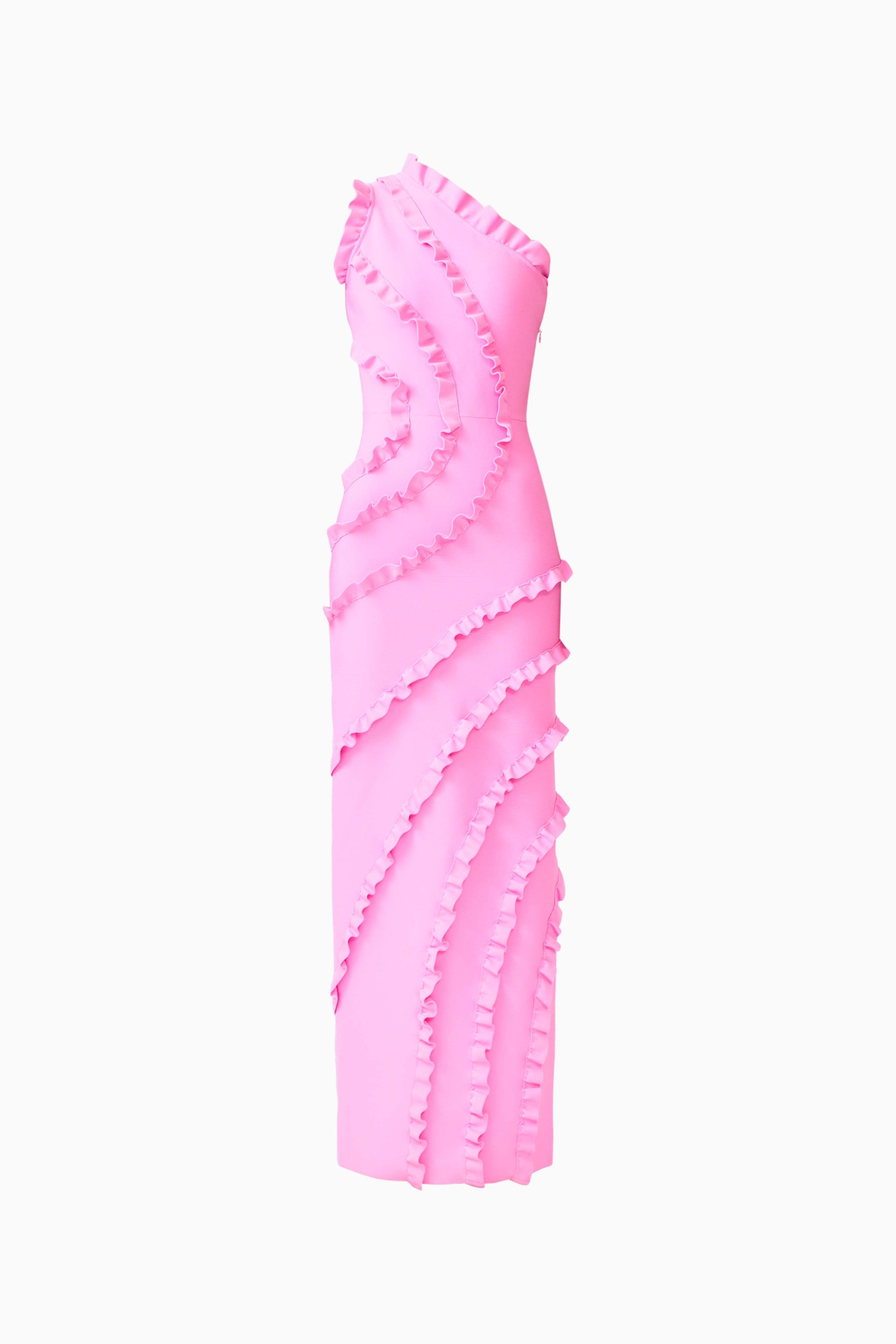 Orelia Asymmetrical Gown in Pink