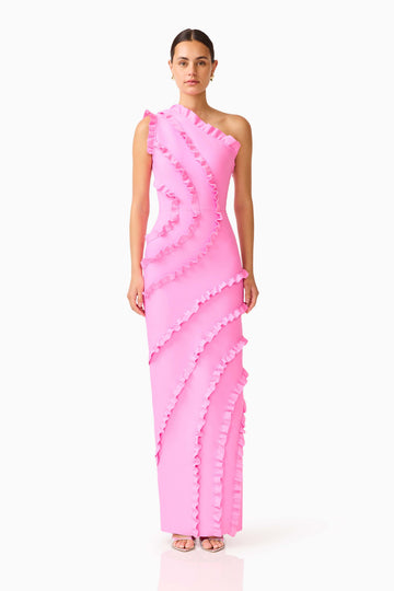 Orelia Asymmetrical Gown in Pink