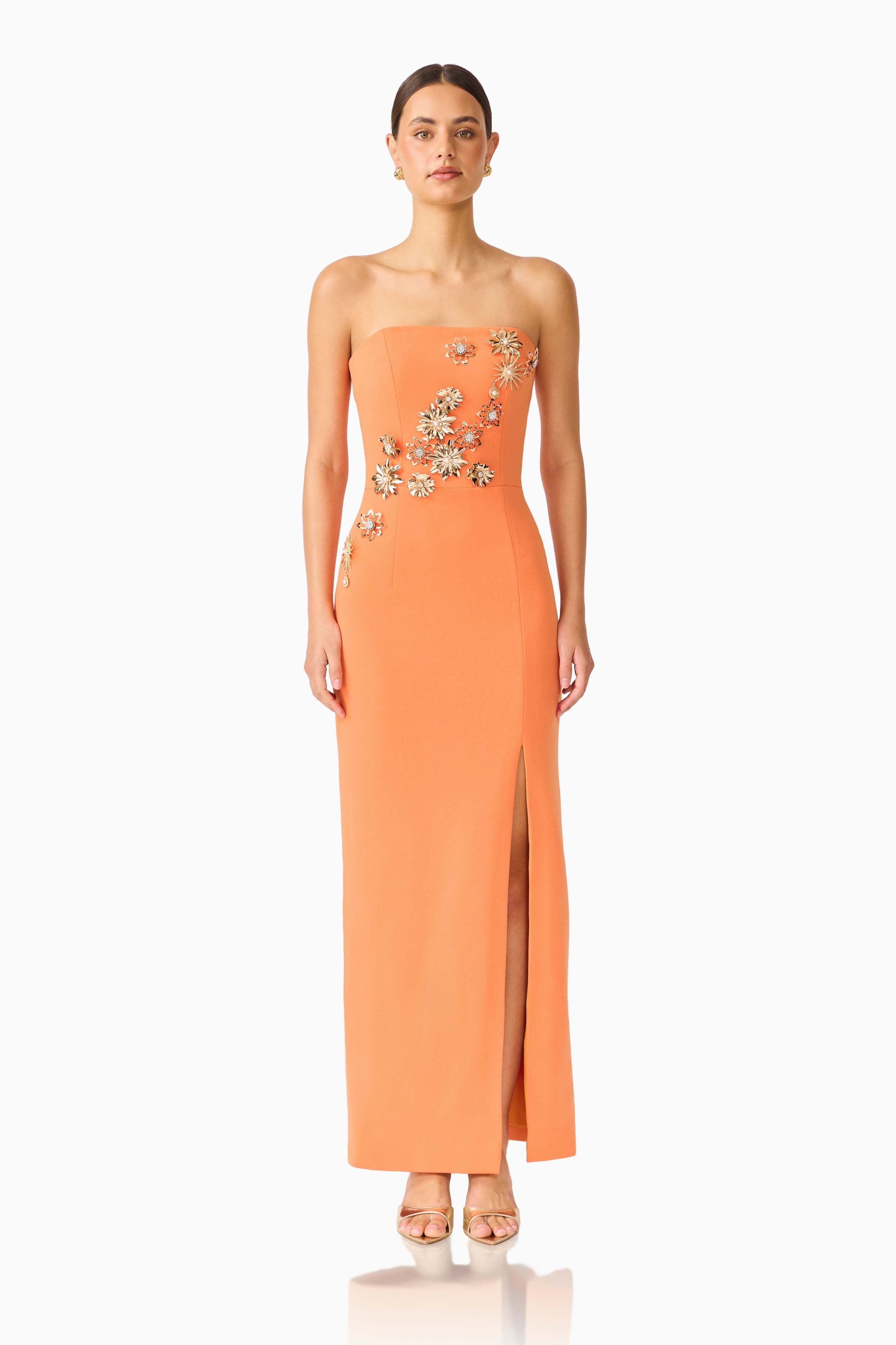 Solae Column Gown in Orange