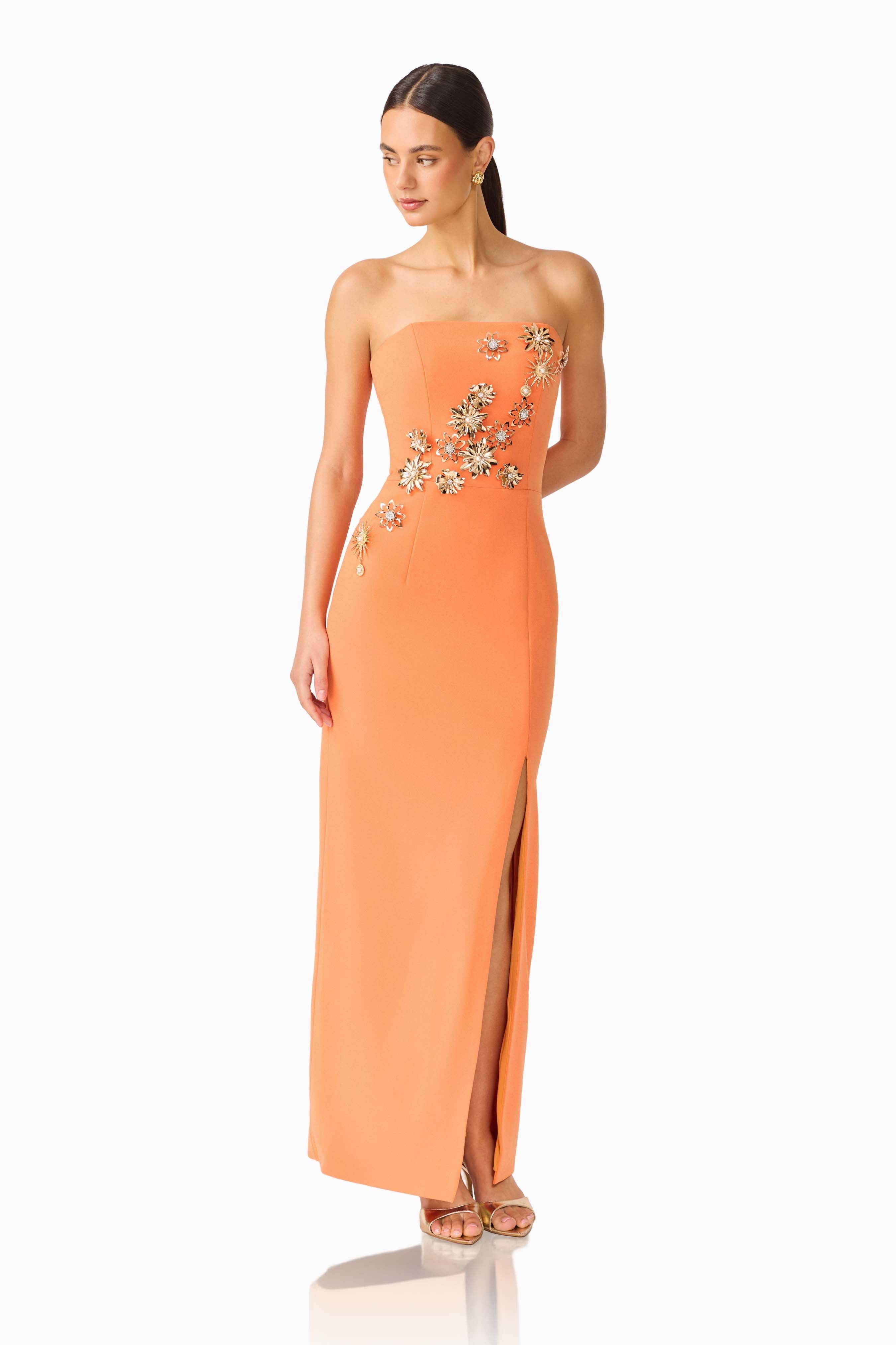 Solae Column Gown in Orange
