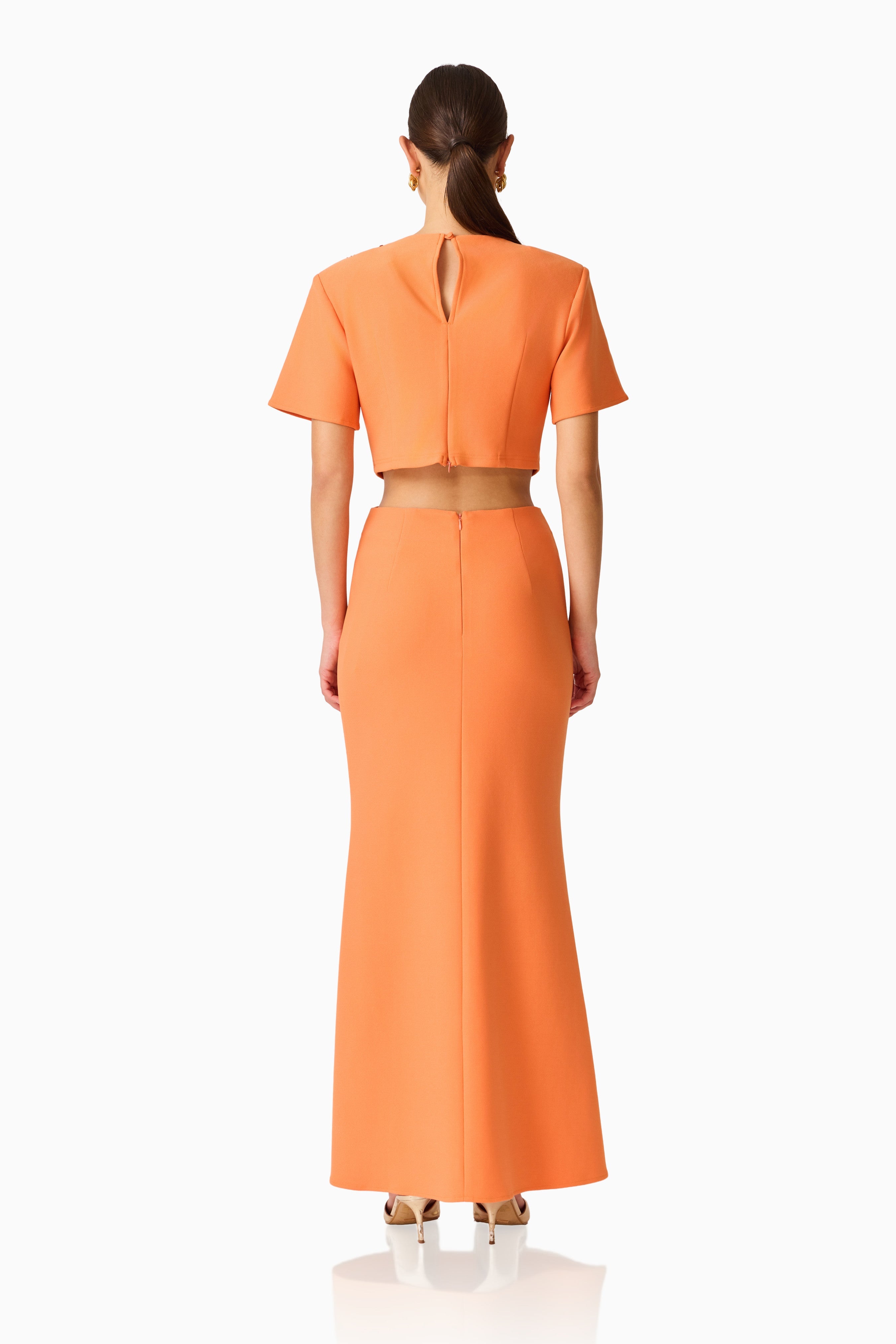 Solae Floral Top & Skirt Set in Orange