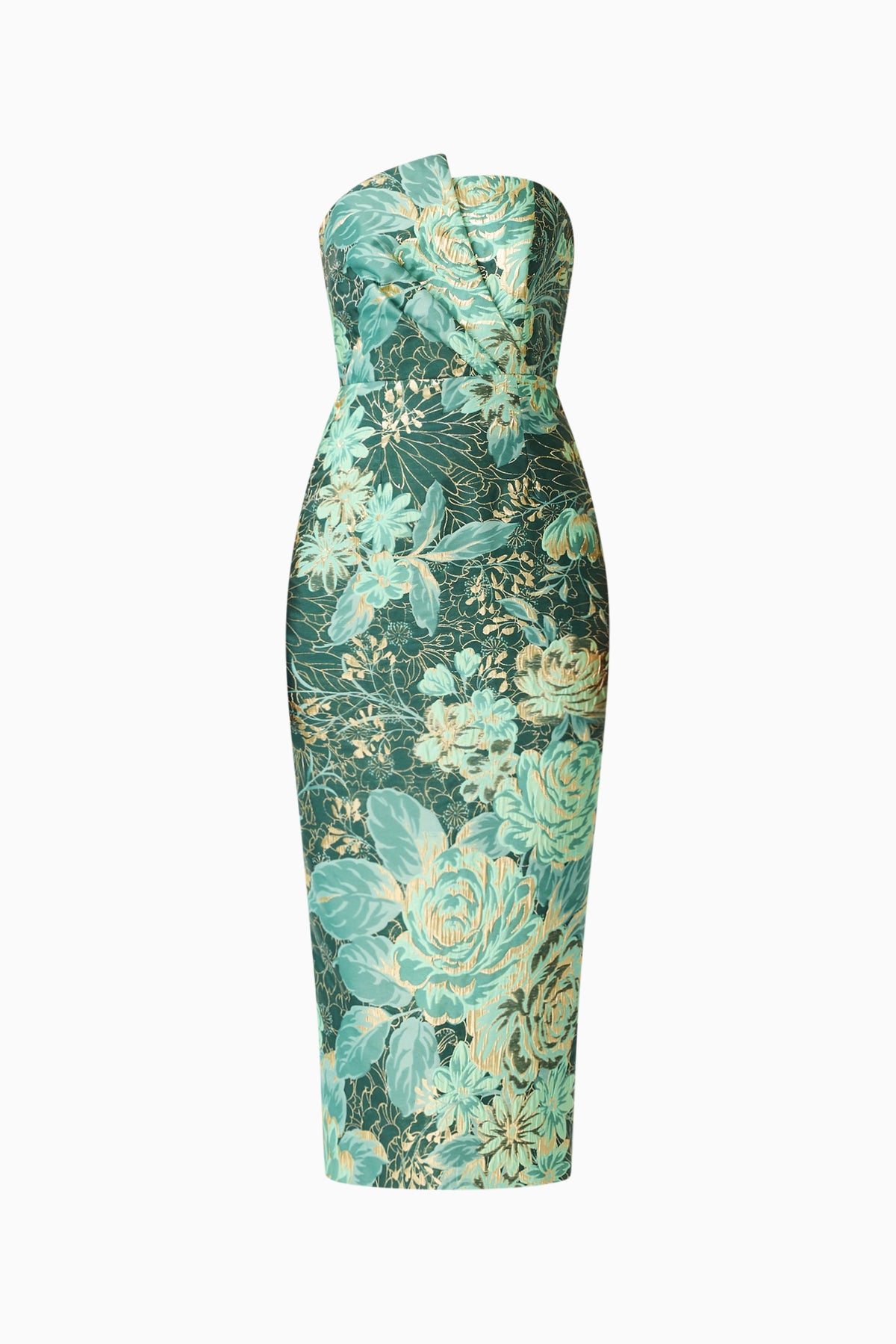 Meliora Column Midi Dress in Green Floral