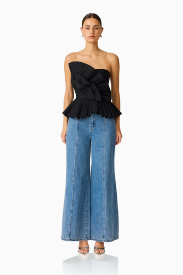 Orelia Pleated Top in Black