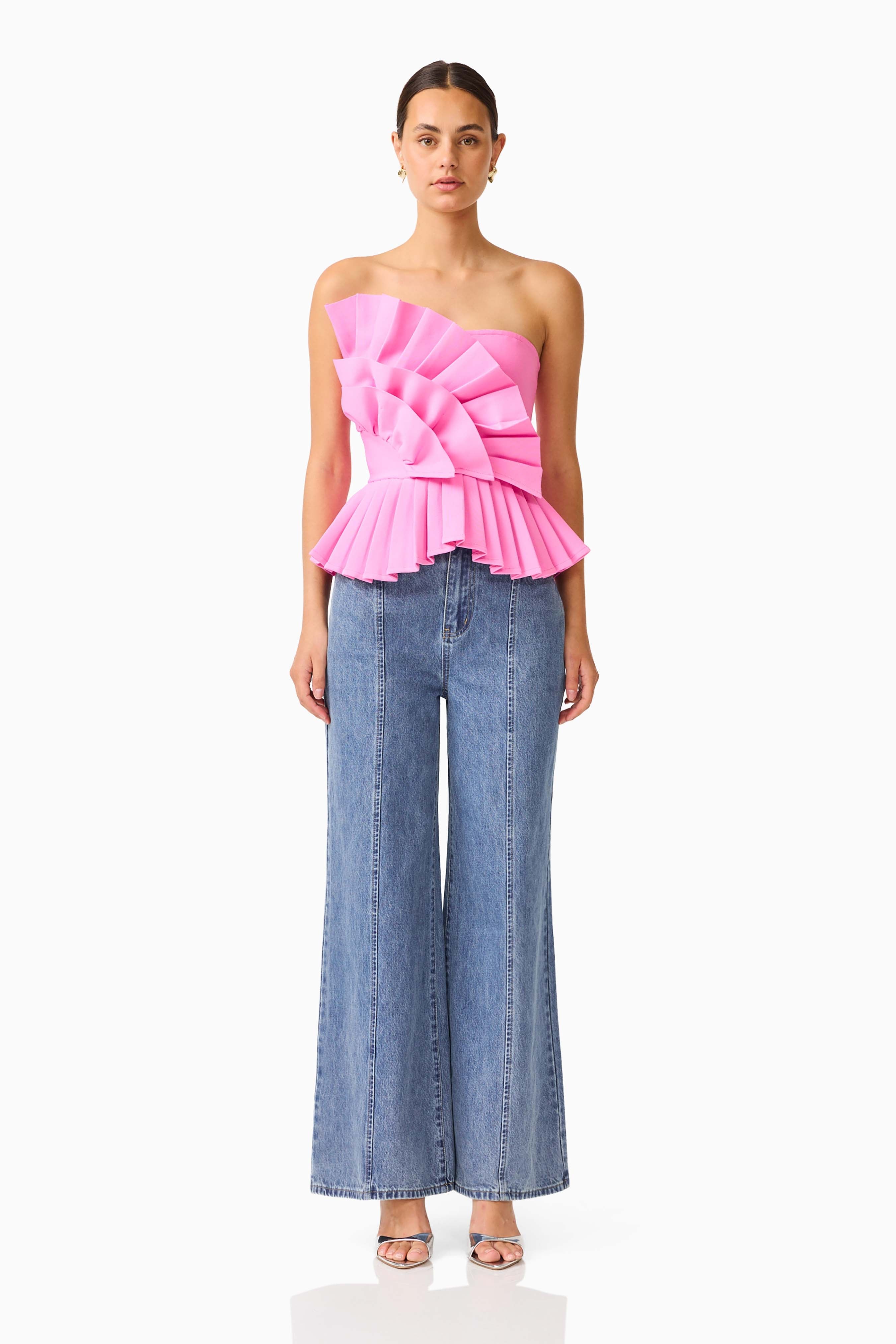 Orelia Pleated Top in Candy Pink