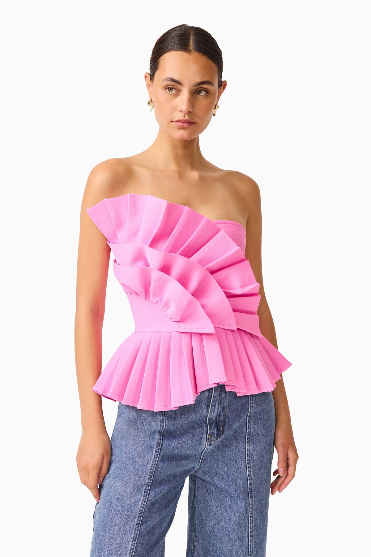 Orelia Pleated Top in Candy Pink