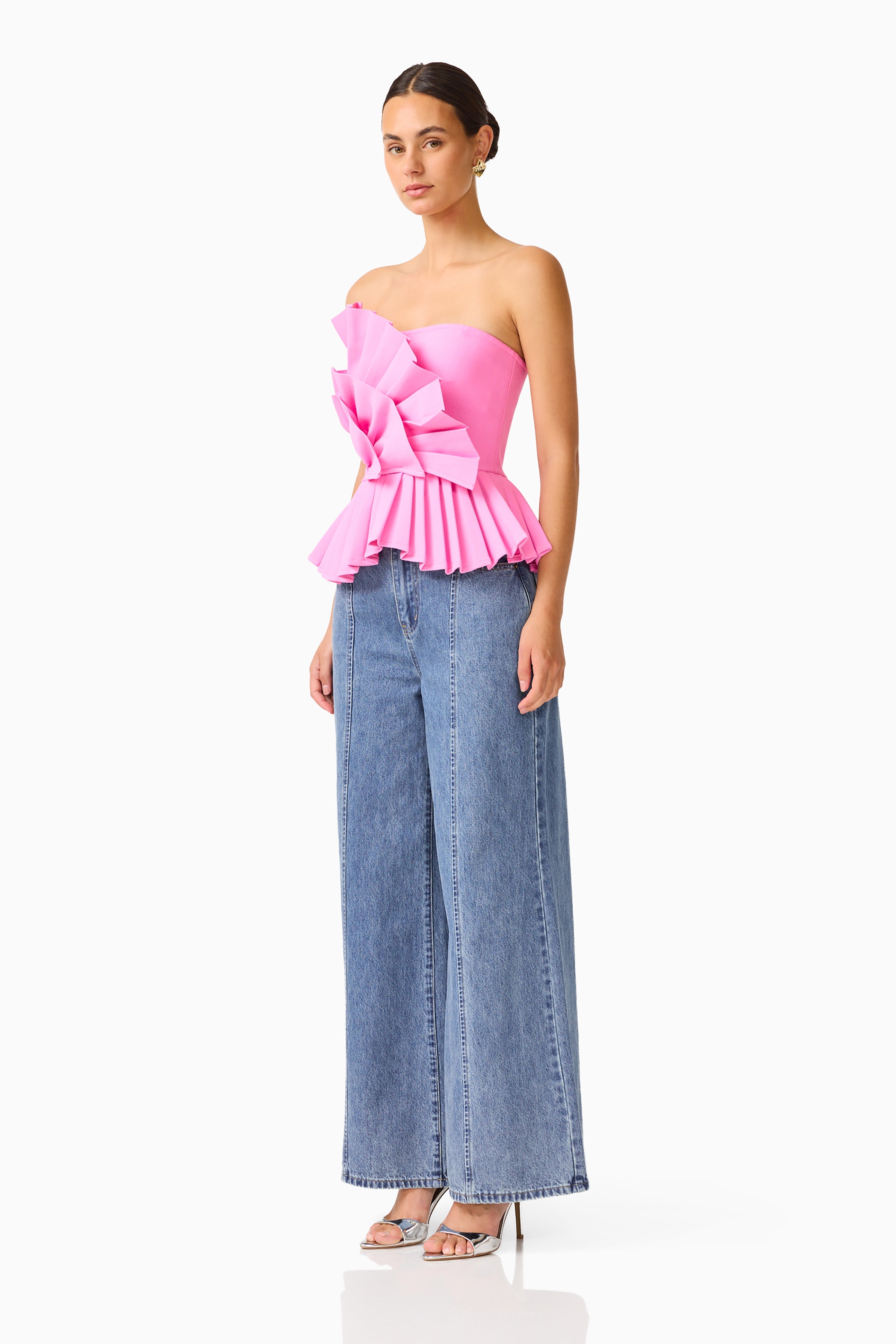 Orelia Pleated Top in Candy Pink