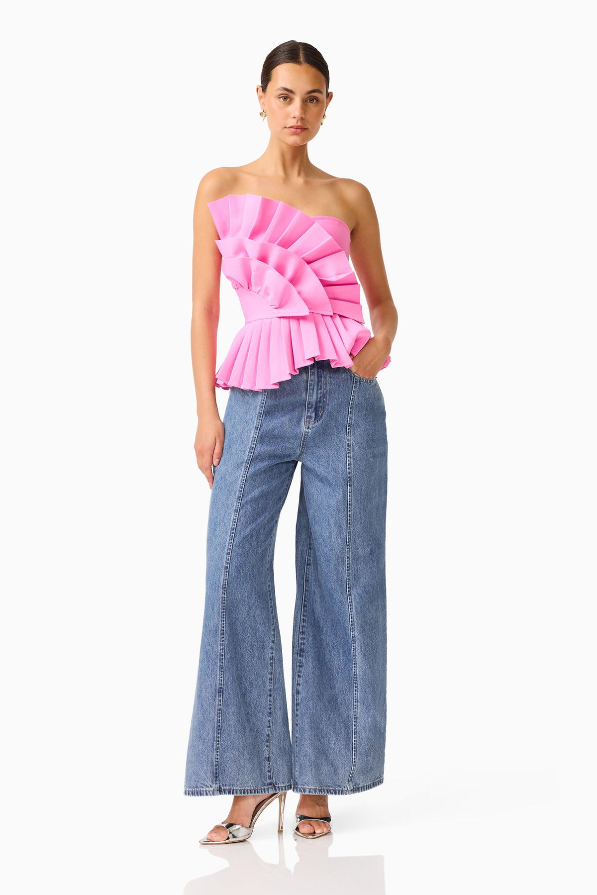 Orelia Pleated Top in Candy Pink