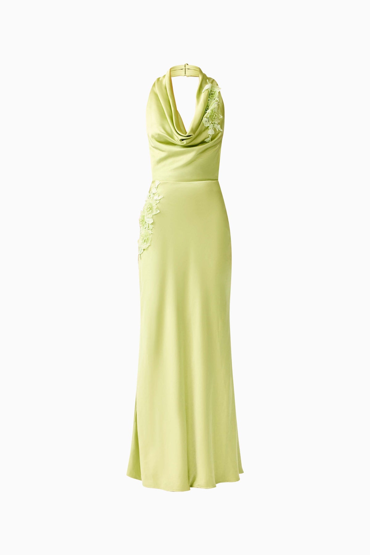 Florea Cowl Neck Gown in Pistachio Green