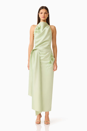 Florea Halter Gown in Pistachio Green