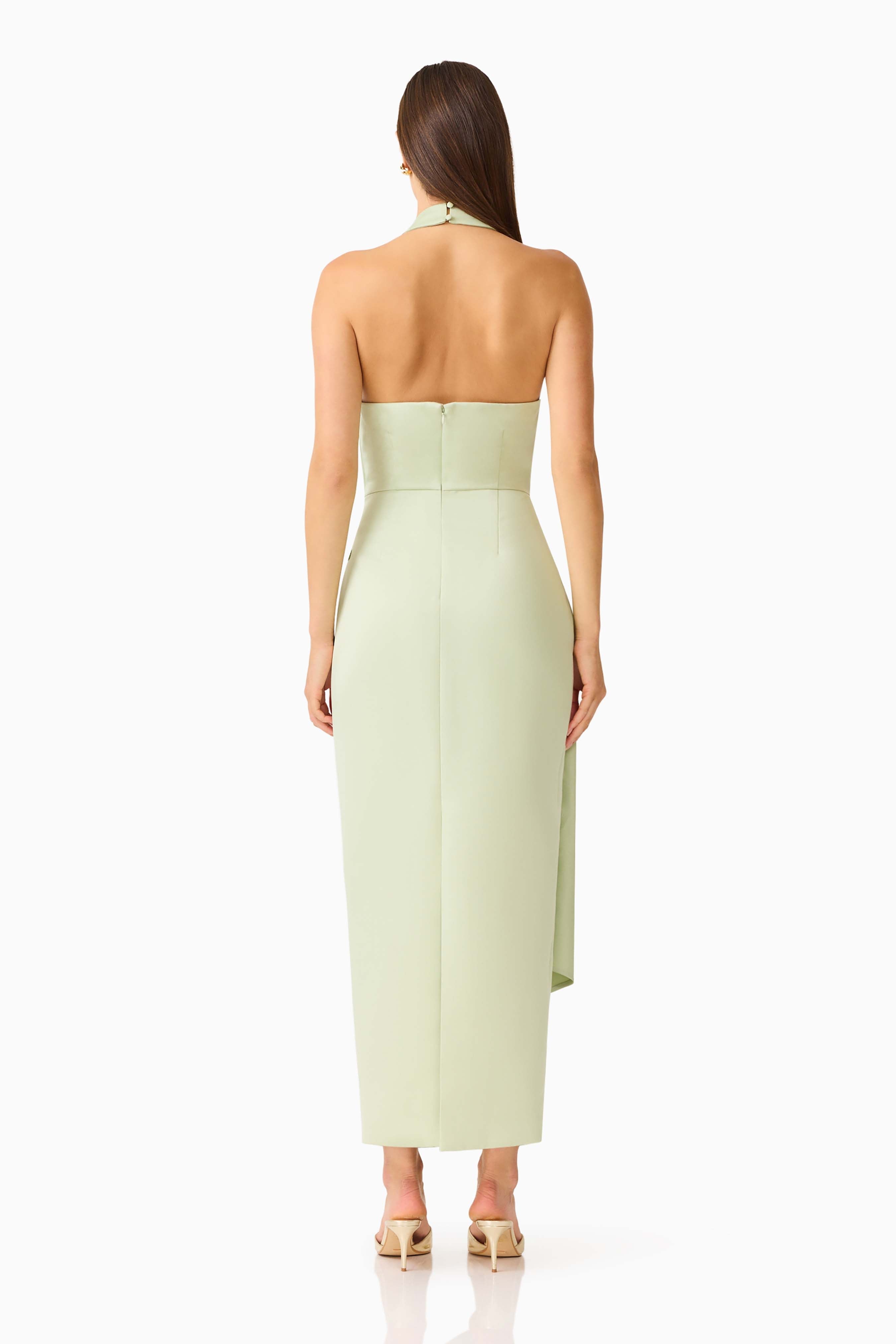 Florea Halter Gown in Pistachio Green