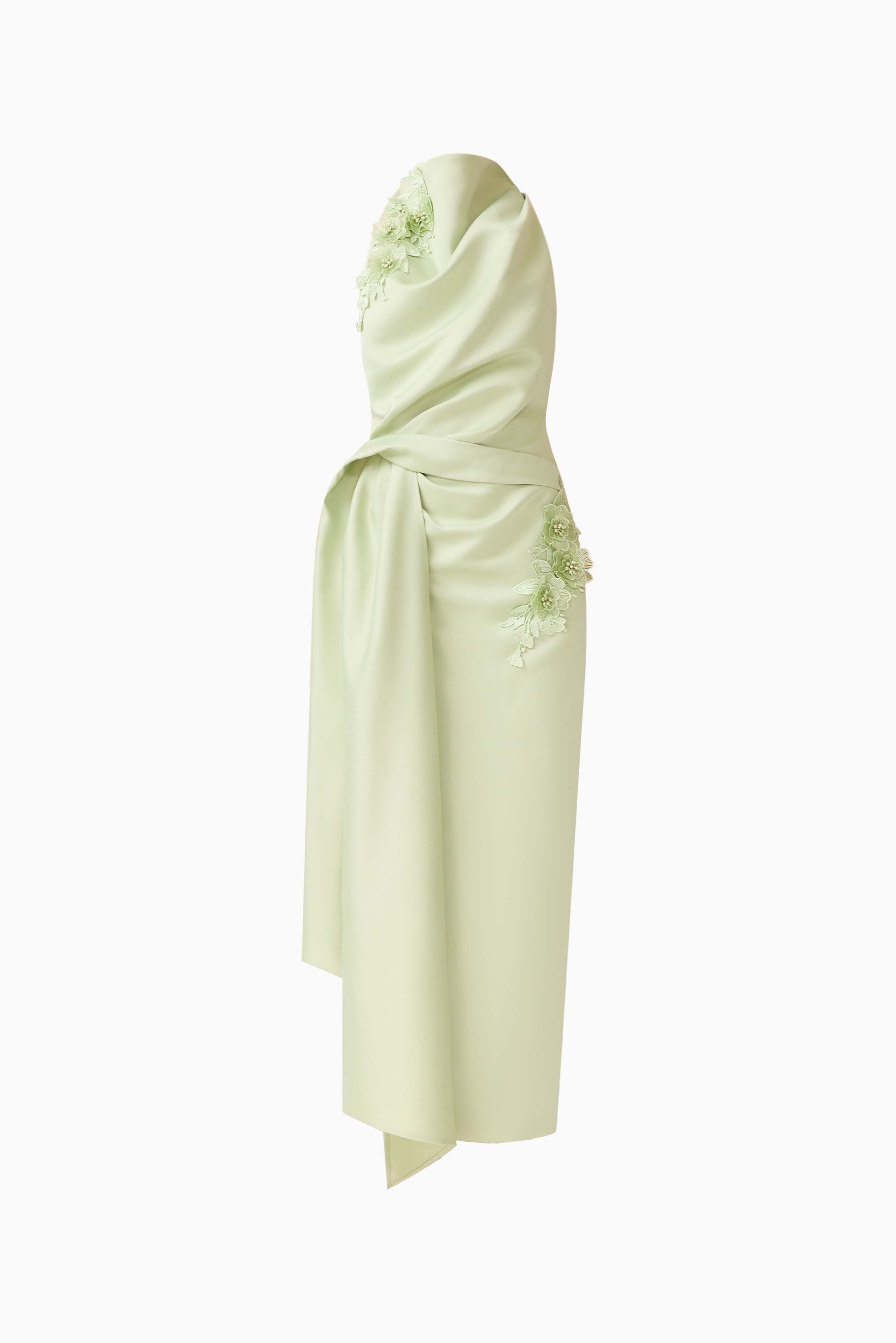 Florea Halter Gown in Pistachio Green