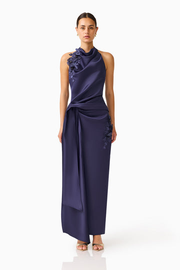 Florea Halter Gown in Navy