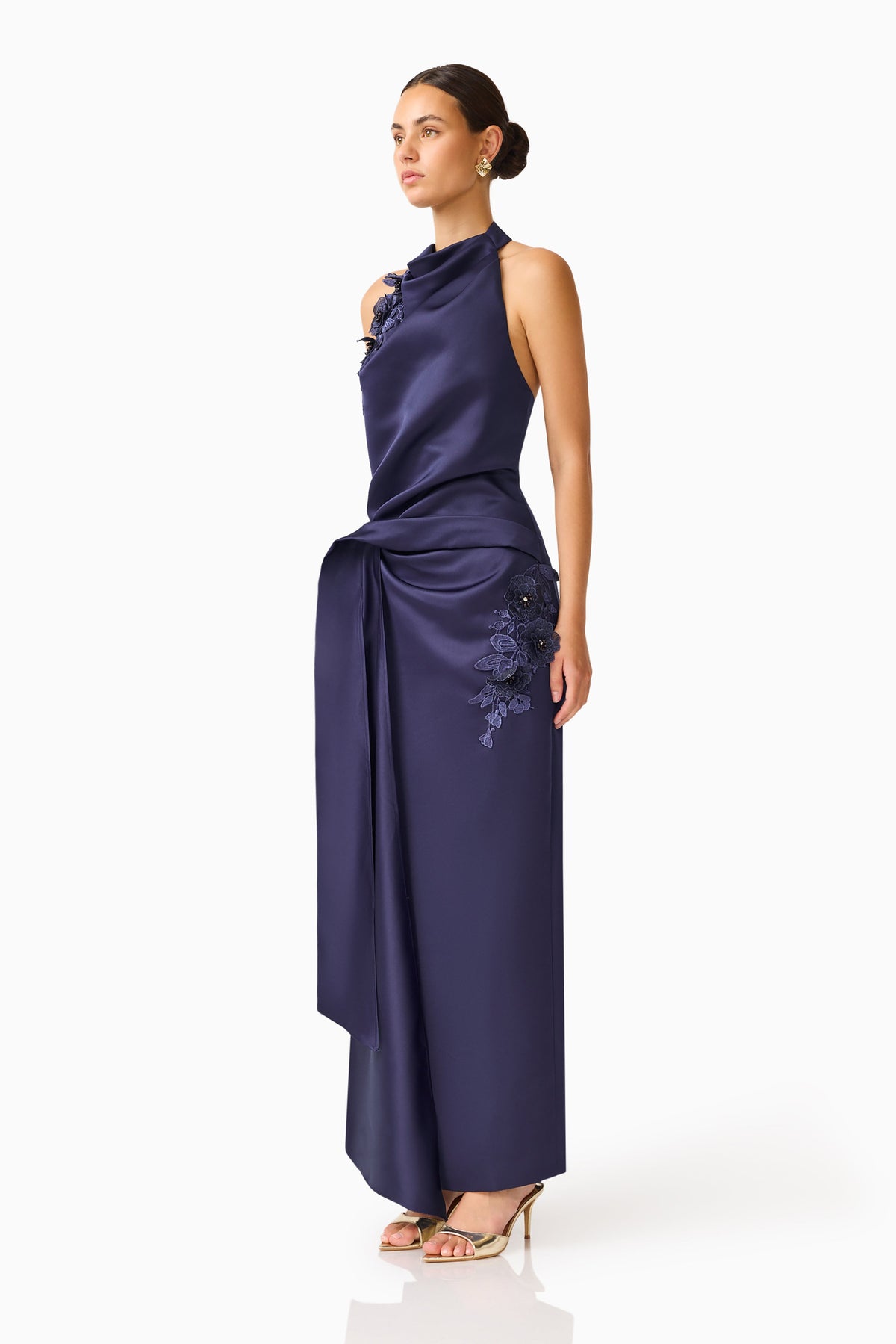 Florea Halter Gown in Navy