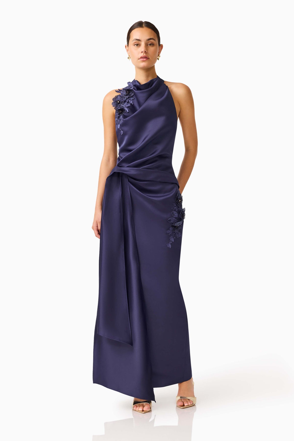 Florea Halter Gown in Navy