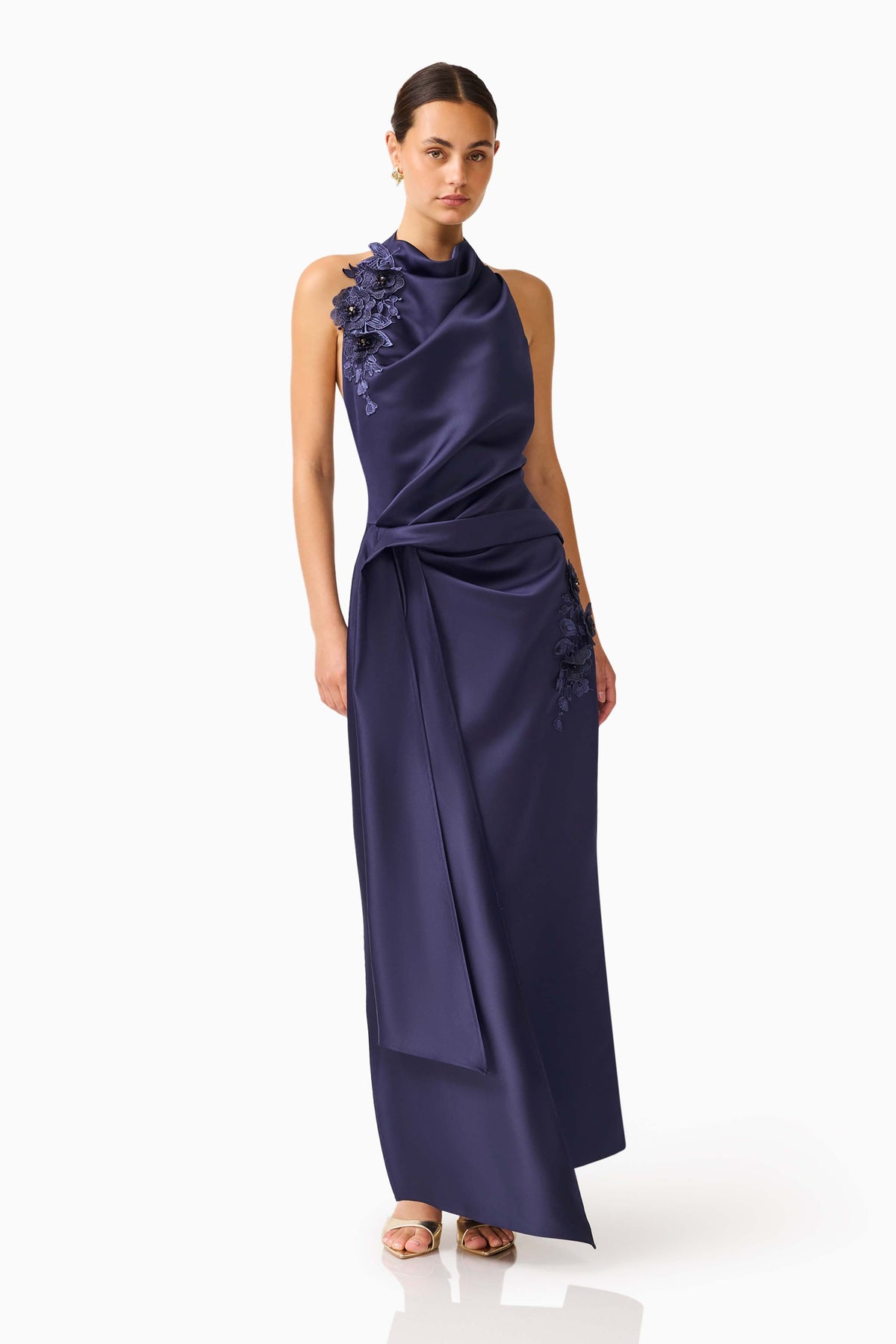 Florea Halter Gown in Navy