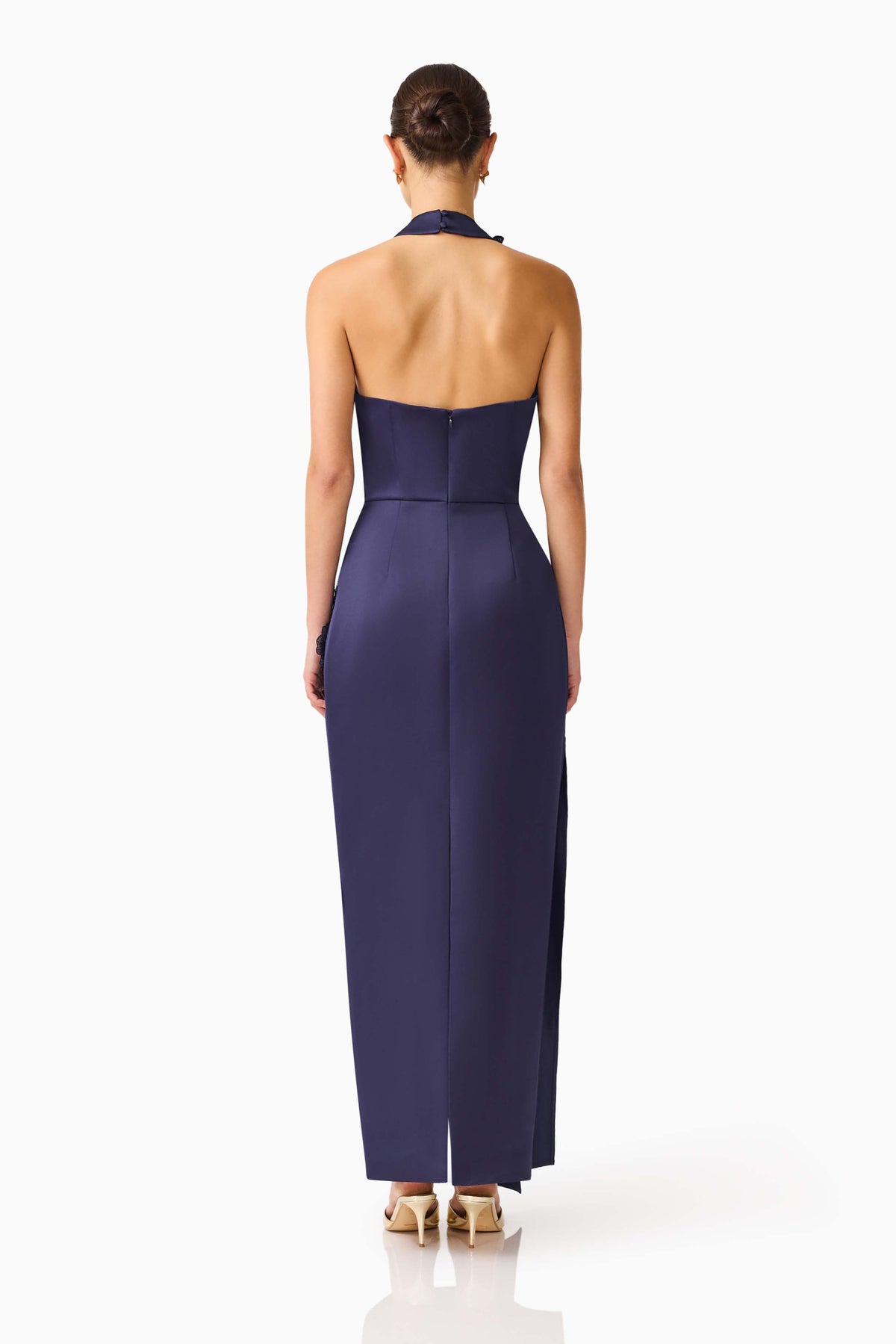 Florea Halter Gown in Navy