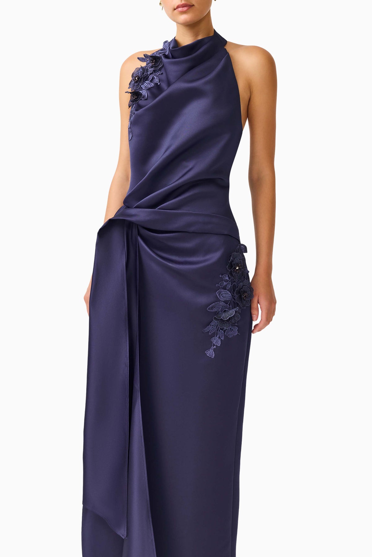 Florea Halter Gown in Navy