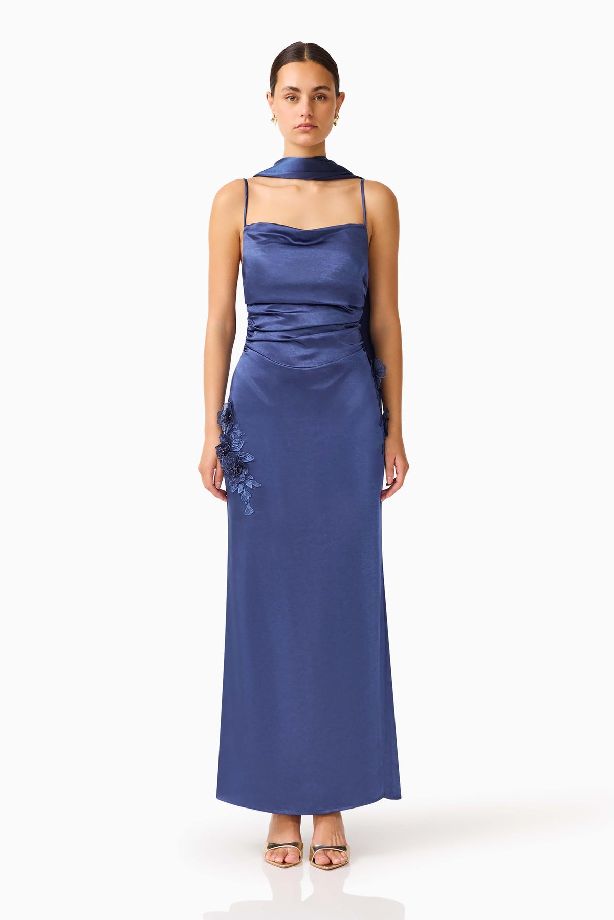 Florea Scarf Gown in Navy