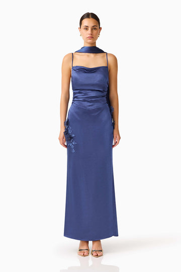 Florea Scarf Gown in Navy