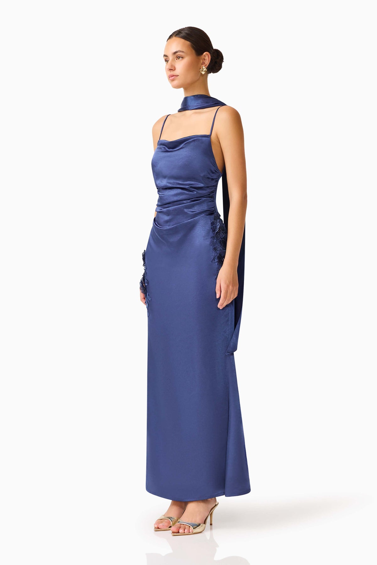 Florea Scarf Gown in Navy