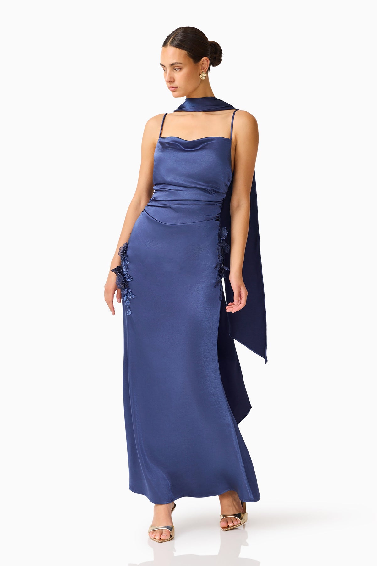 Florea Scarf Gown in Navy
