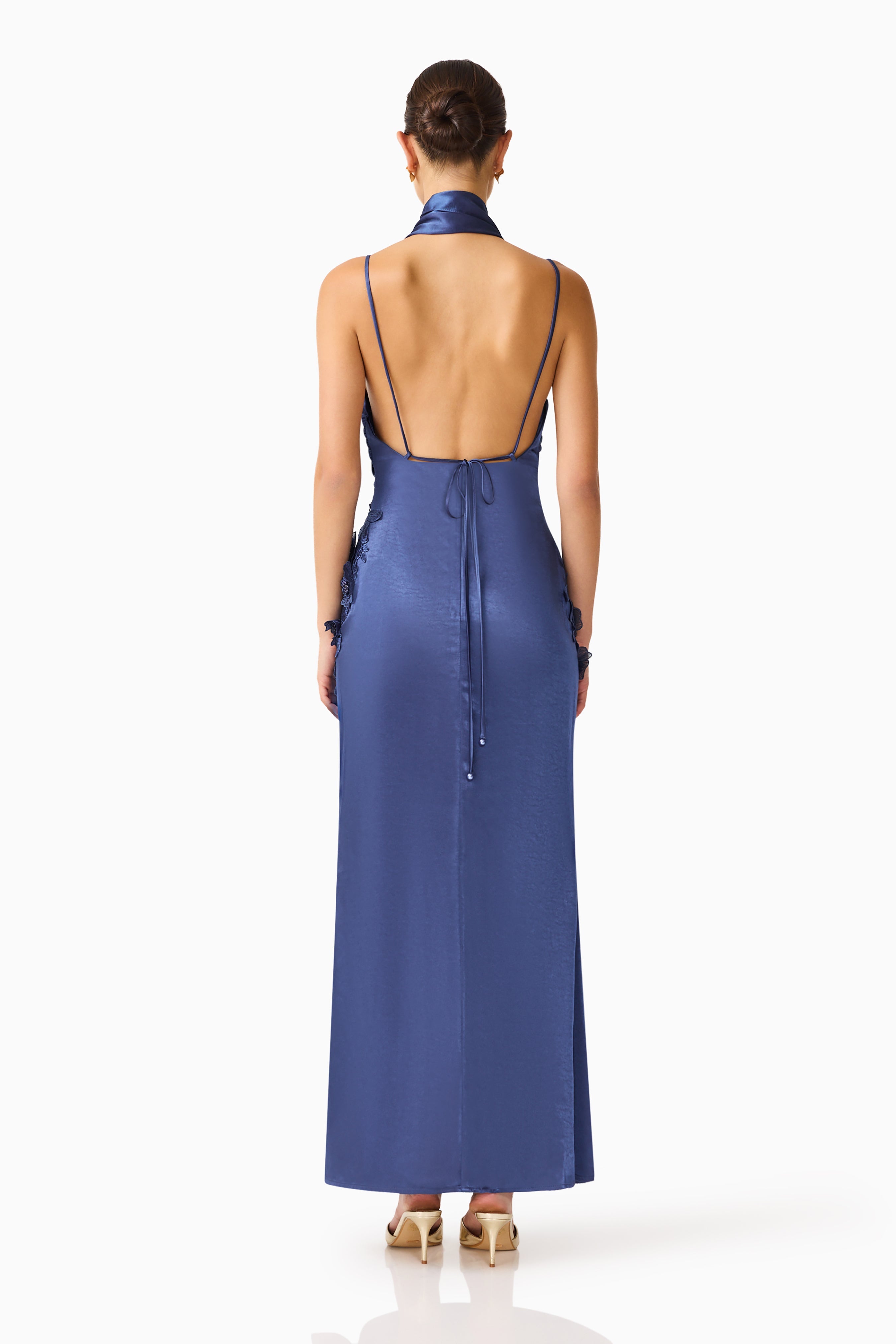 Florea Scarf Gown in Navy