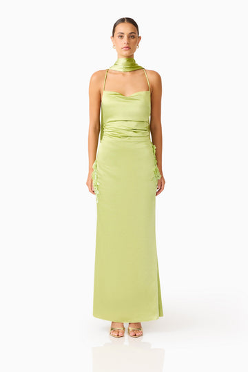 Florea Scarf Gown in Pistachio Green