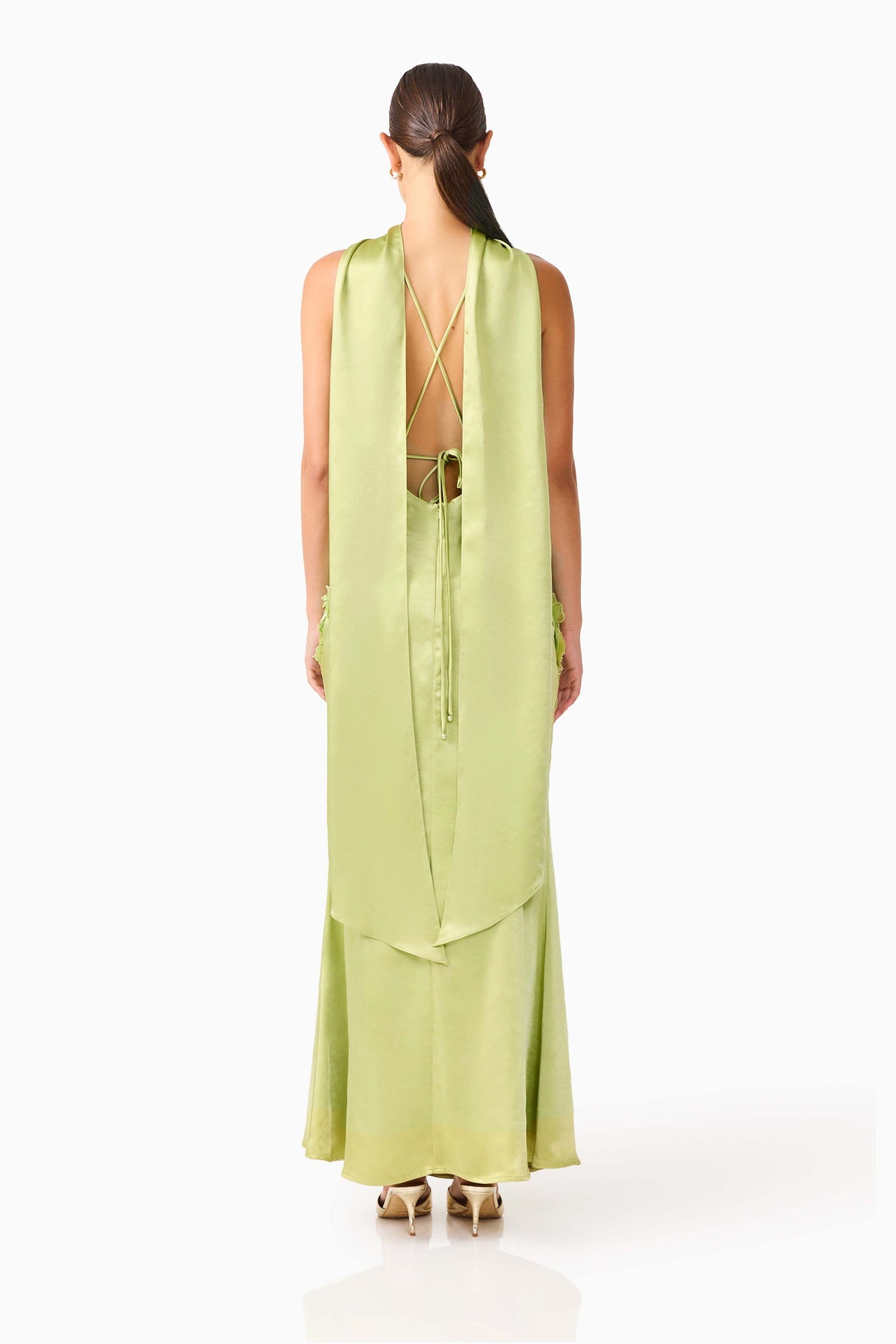 Florea Scarf Gown in Pistachio Green
